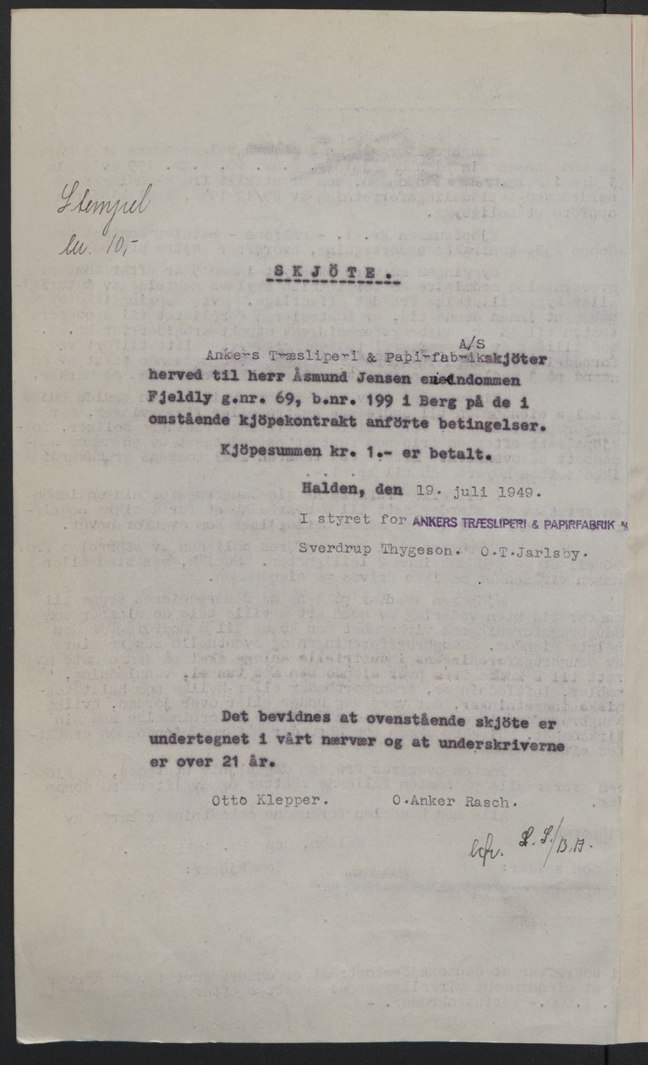 Idd og Marker sorenskriveri, AV/SAO-A-10283/G/Gb/Gbb/L0013: Mortgage book no. A13, 1949-1950, Diary no: : 1894/1949