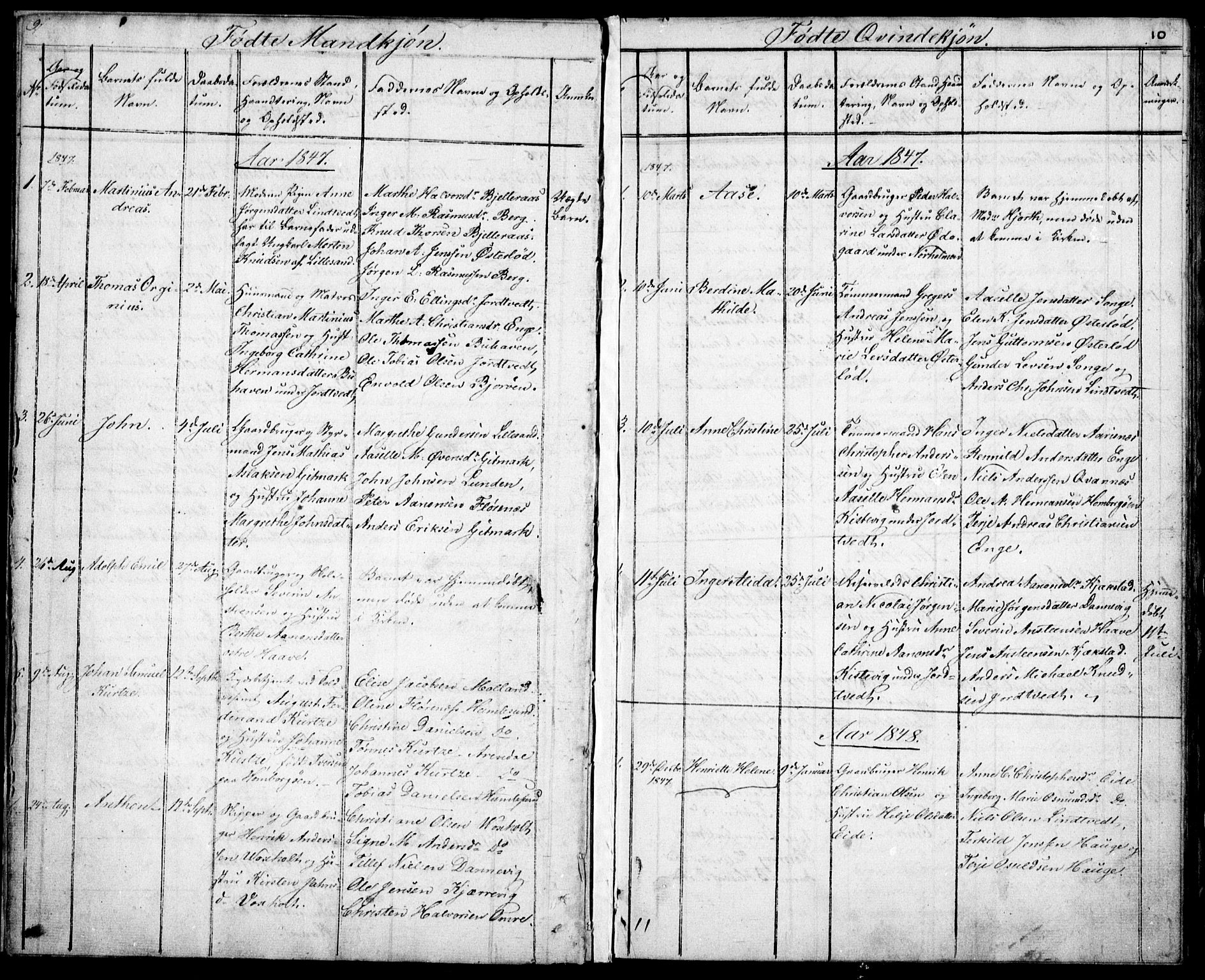 Hommedal sokneprestkontor, AV/SAK-1111-0023/F/Fb/Fba/L0002: Parish register (copy) no. B 2, 1841-1863, p. 10