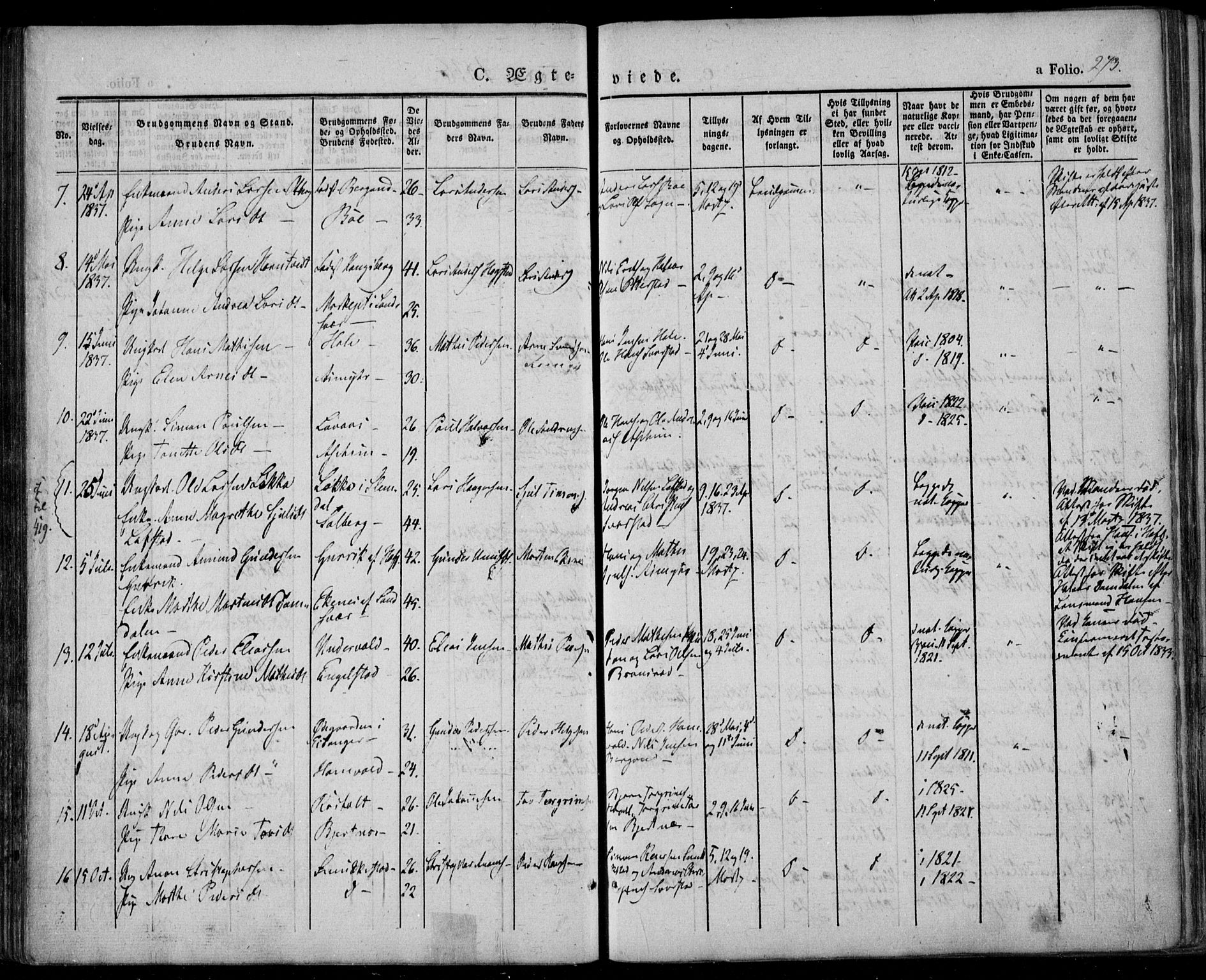 Lardal kirkebøker, SAKO/A-350/F/Fa/L0006: Parish register (official) no. I 6, 1835-1860, p. 273