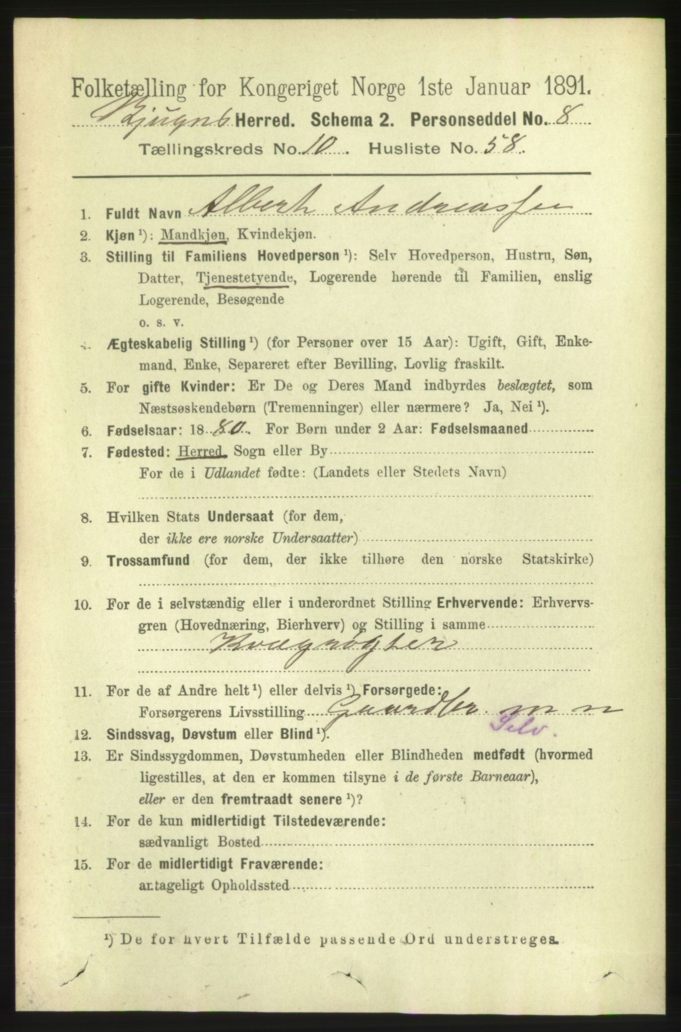 RA, 1891 census for 1627 Bjugn, 1891, p. 3048