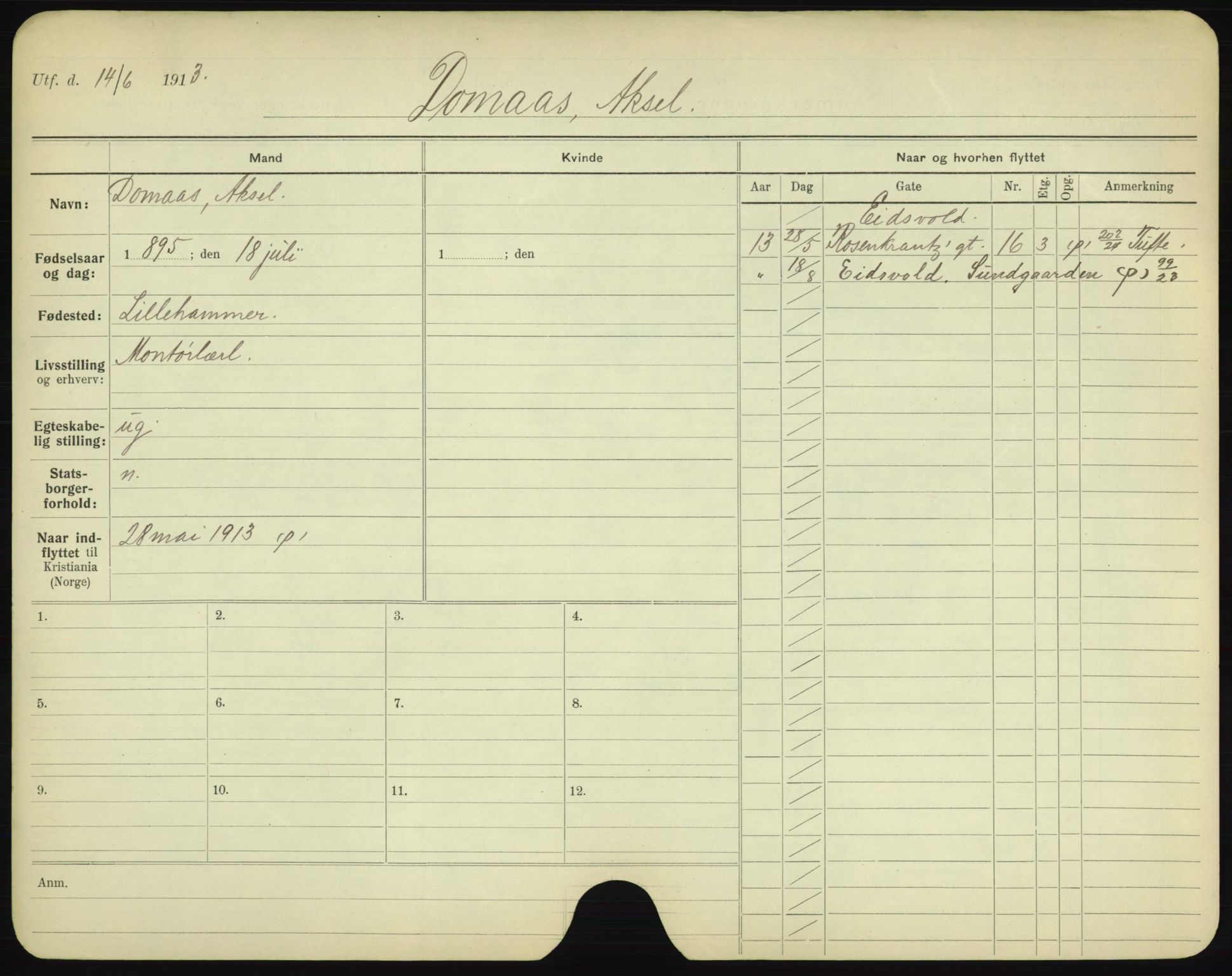 Oslo folkeregister, Registerkort, AV/SAO-A-11715/F/Fa/Fac/L0002: Menn, 1906-1914, p. 656a