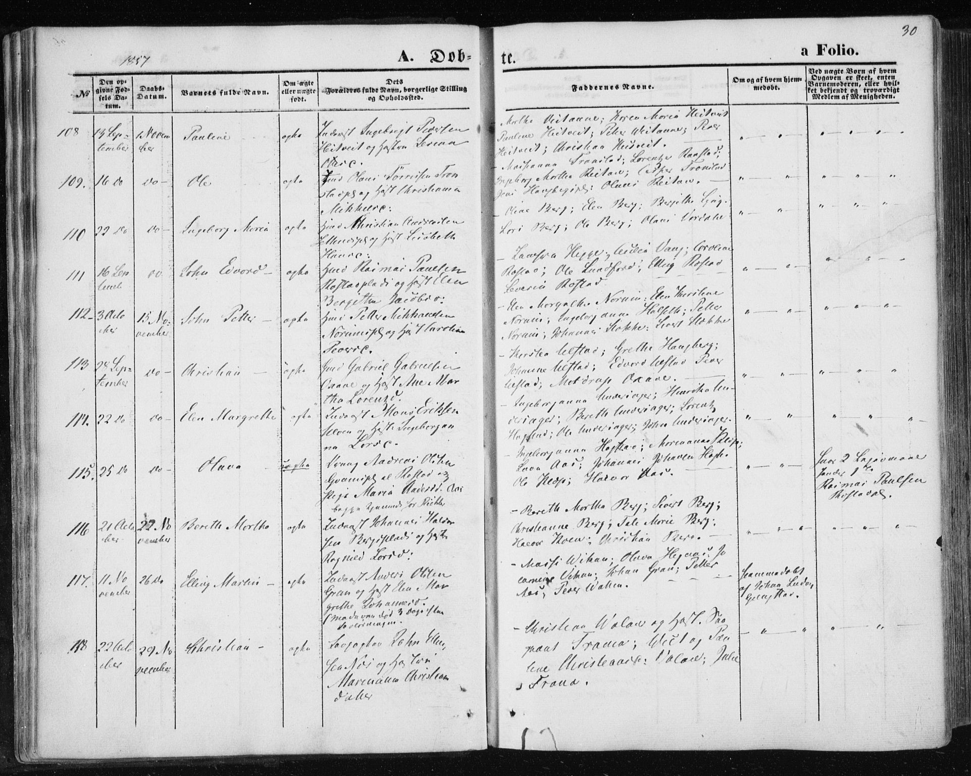 Ministerialprotokoller, klokkerbøker og fødselsregistre - Nord-Trøndelag, SAT/A-1458/730/L0283: Parish register (official) no. 730A08, 1855-1865, p. 30