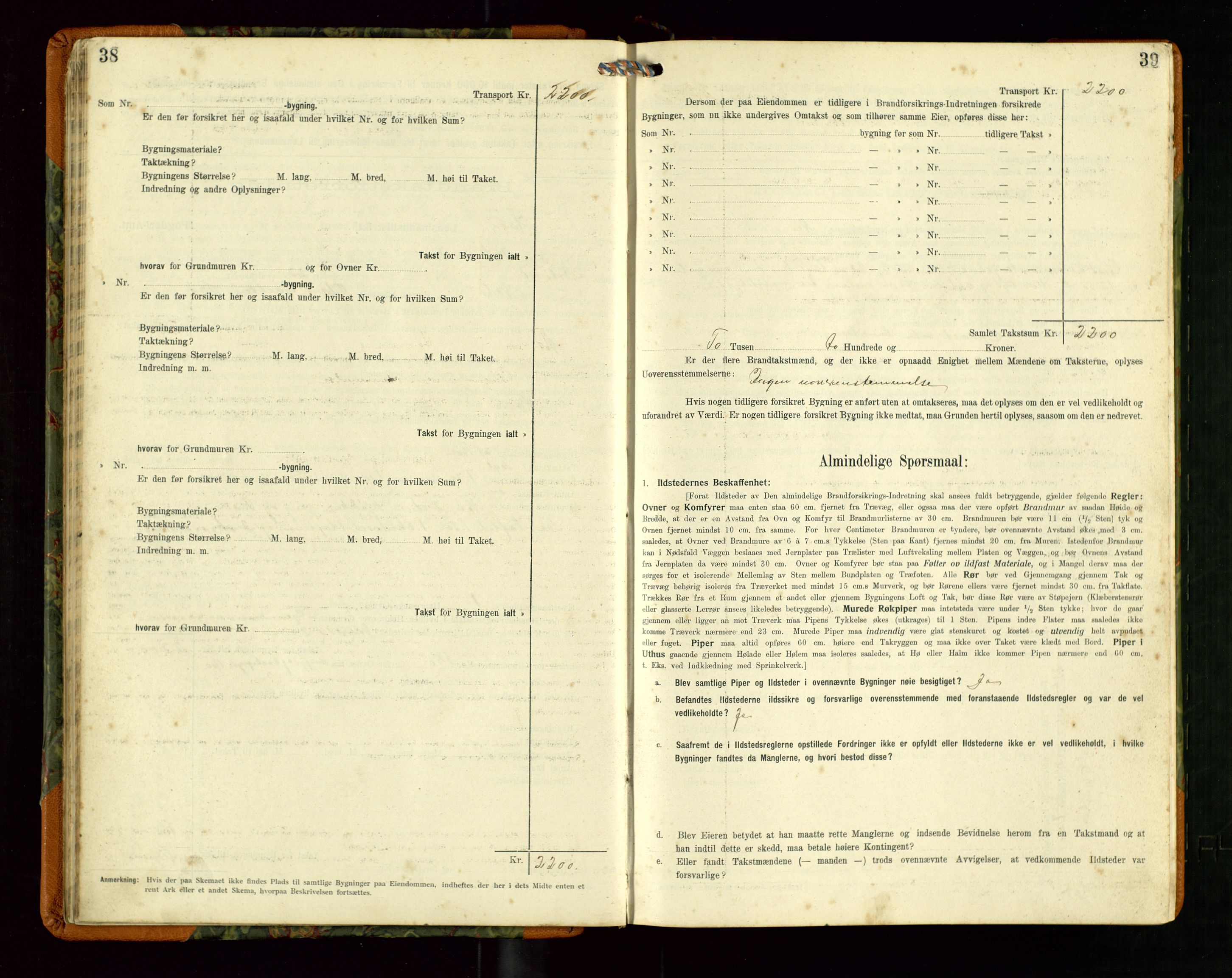 Hå lensmannskontor, SAST/A-100456/Goa/L0004: Takstprotokoll (skjema), 1911-1926, p. 38-39