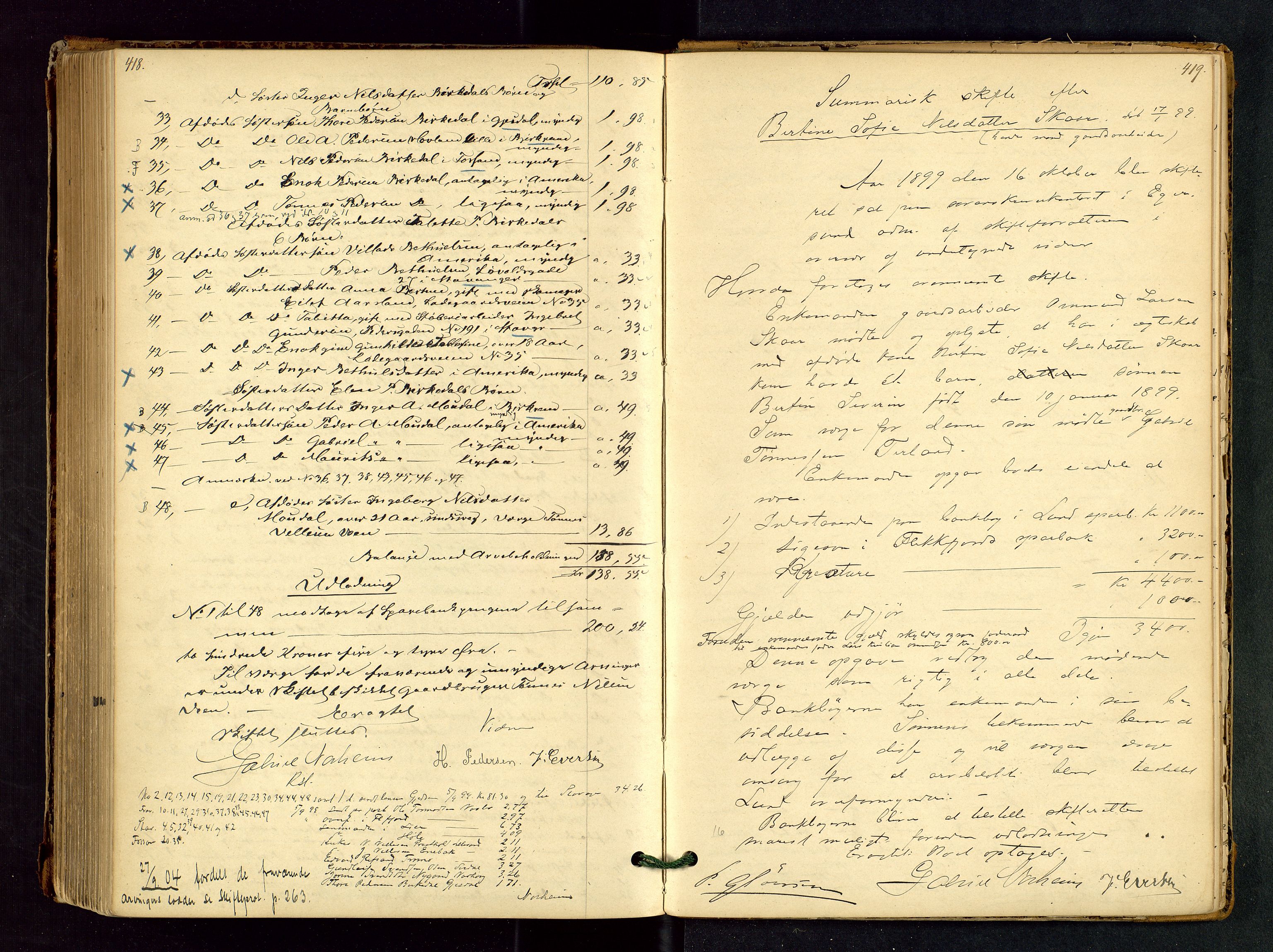 Dalane sorenskriveri, AV/SAST-A-100309/001/5/500/500BB/L0002: SKIFTEPROTOKOLL, 1881-1904, p. 418-419