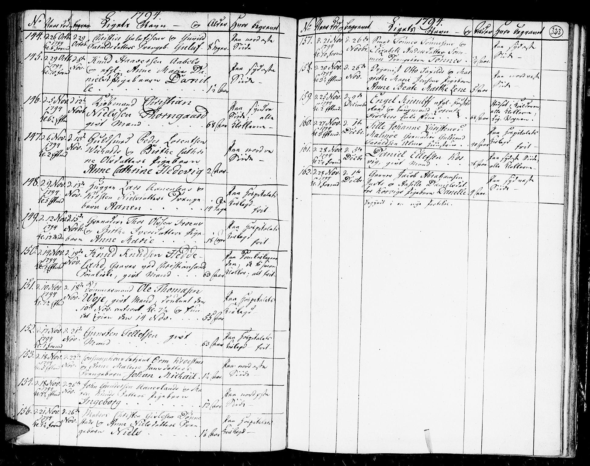 Kristiansand domprosti, SAK/1112-0006/F/Fa/L0004: Parish register (official) no. A 4, 1762-1794, p. 323