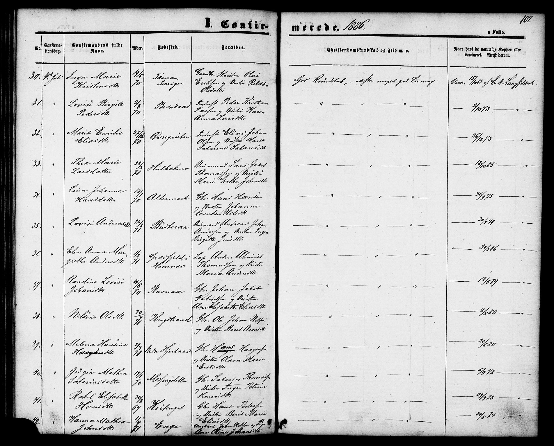 Ministerialprotokoller, klokkerbøker og fødselsregistre - Nordland, AV/SAT-A-1459/827/L0394: Parish register (official) no. 827A06, 1865-1886, p. 107