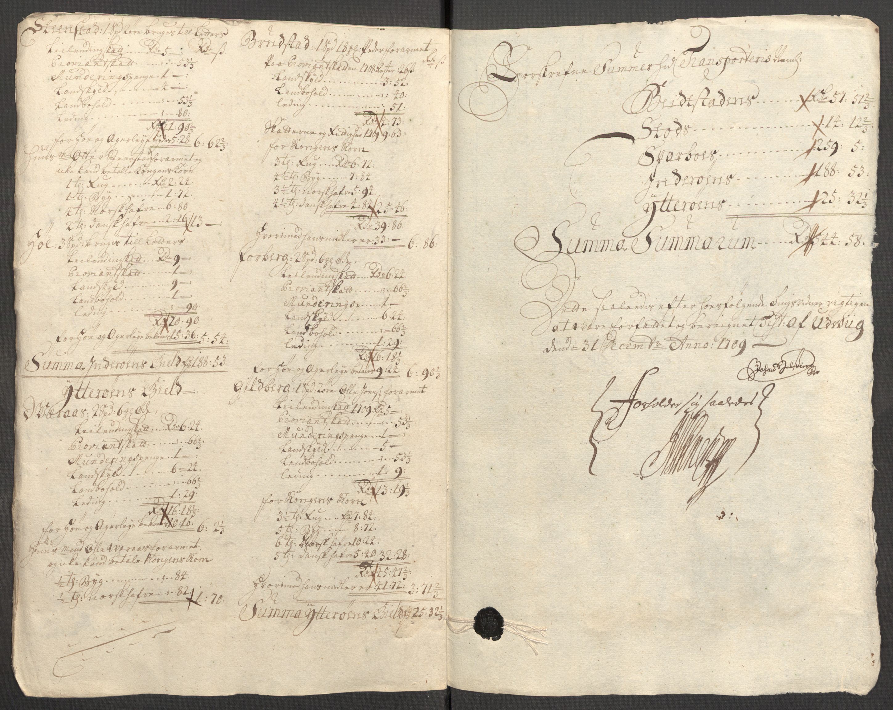 Rentekammeret inntil 1814, Reviderte regnskaper, Fogderegnskap, AV/RA-EA-4092/R63/L4317: Fogderegnskap Inderøy, 1709, p. 254