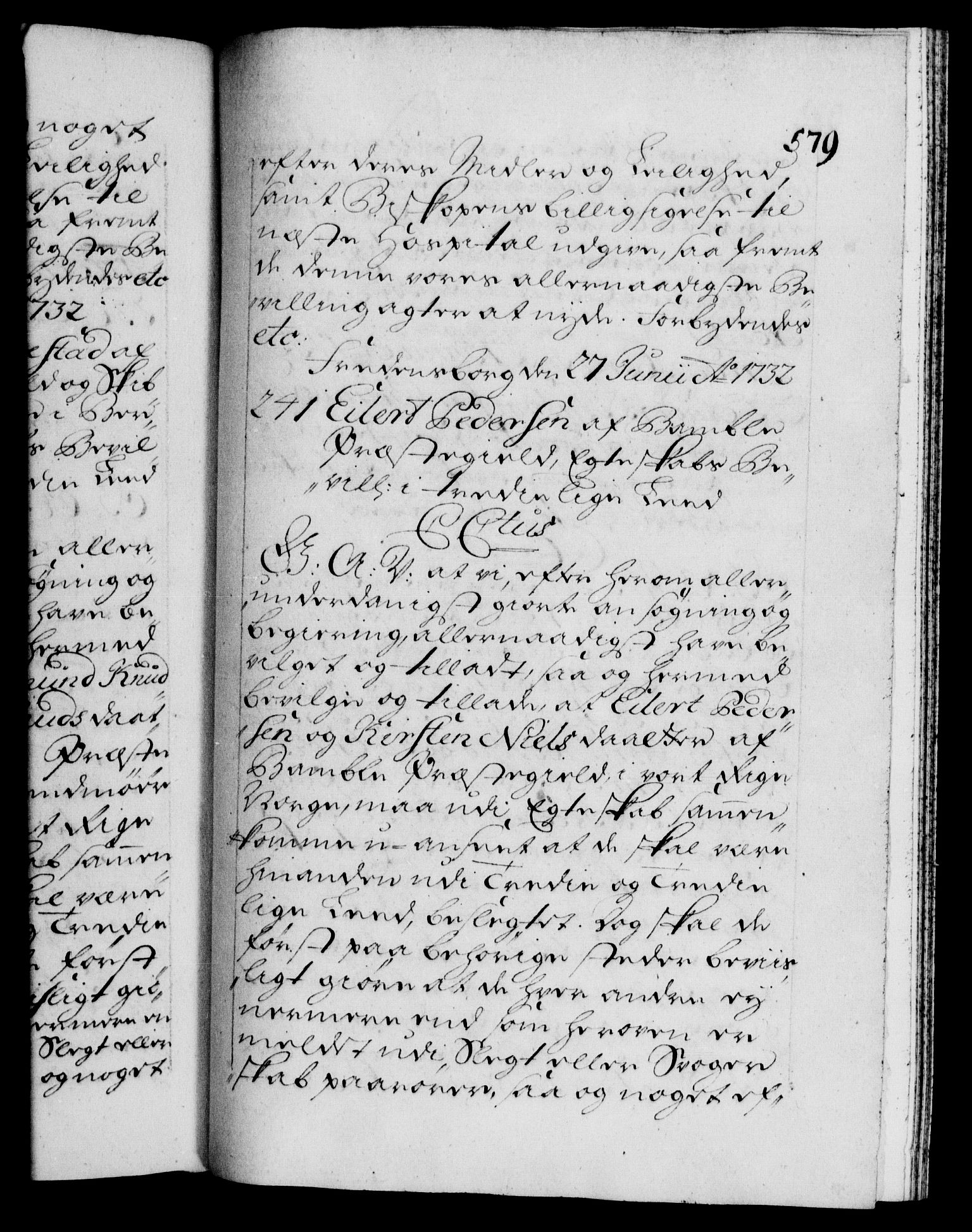 Danske Kanselli 1572-1799, AV/RA-EA-3023/F/Fc/Fca/Fcaa/L0027: Norske registre, 1730-1732, p. 579a