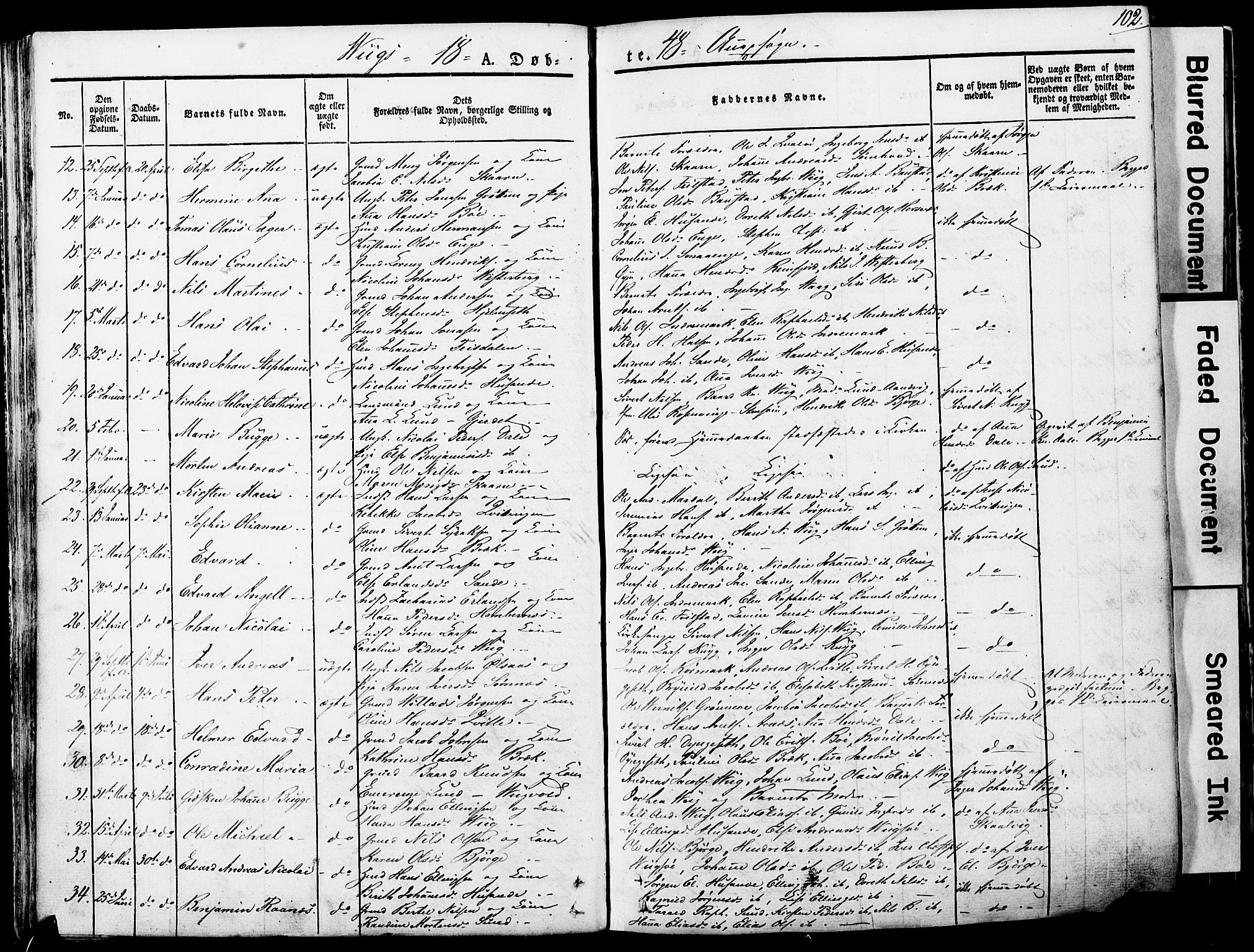 Ministerialprotokoller, klokkerbøker og fødselsregistre - Nordland, AV/SAT-A-1459/812/L0176: Parish register (official) no. 812A05, 1834-1874, p. 102