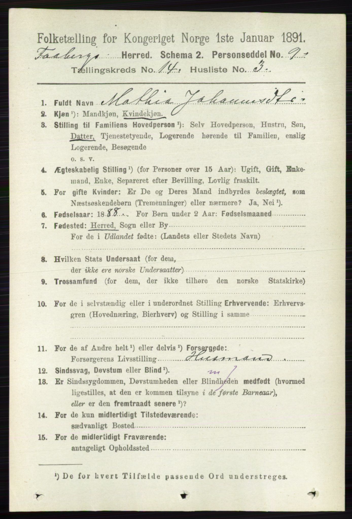 RA, 1891 census for 0524 Fåberg, 1891, p. 5666