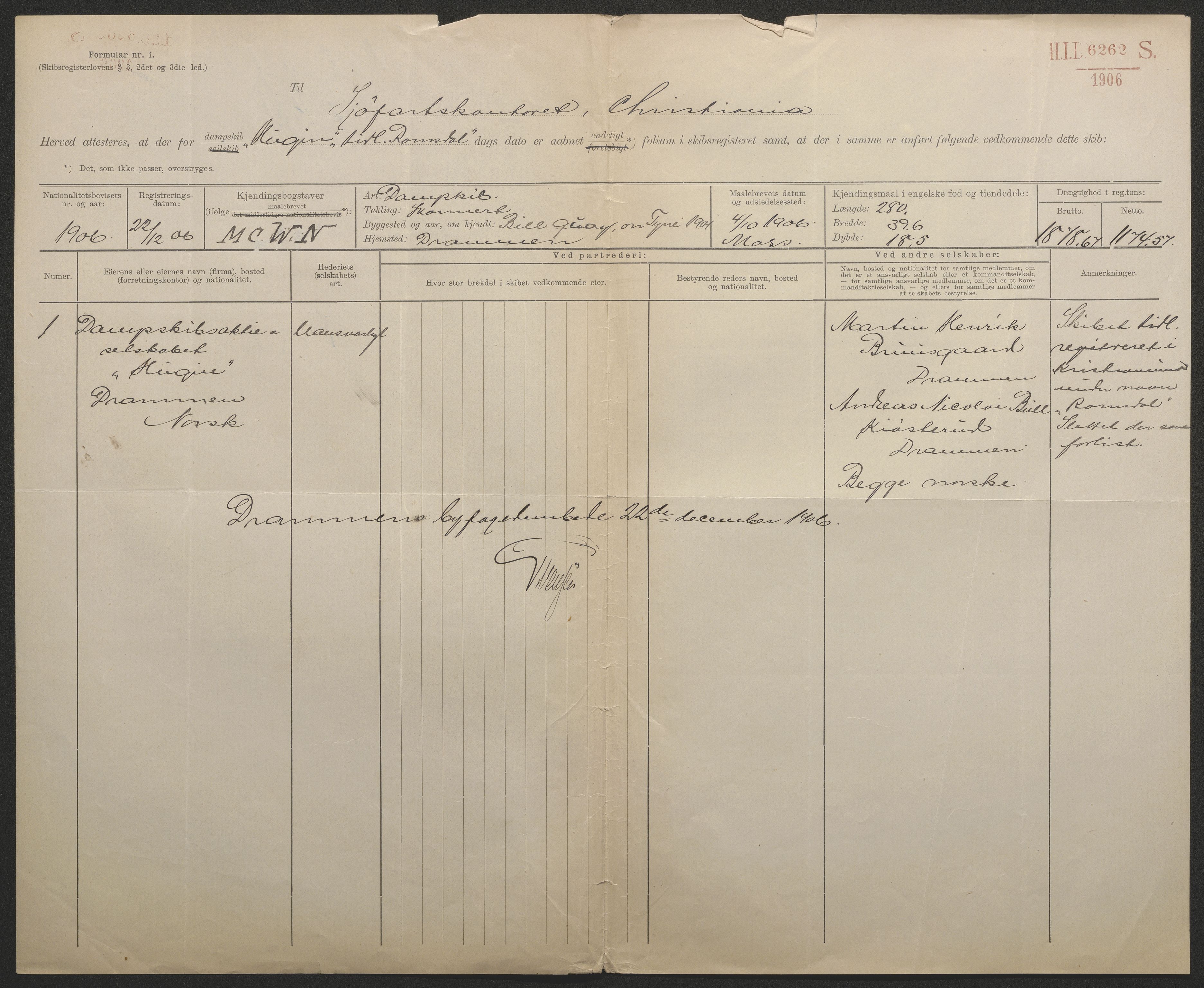 Sjøfartsdirektoratet med forløpere, skipsmapper slettede skip, AV/RA-S-4998/F/Fa/L0519: --, 1850-1922, p. 318