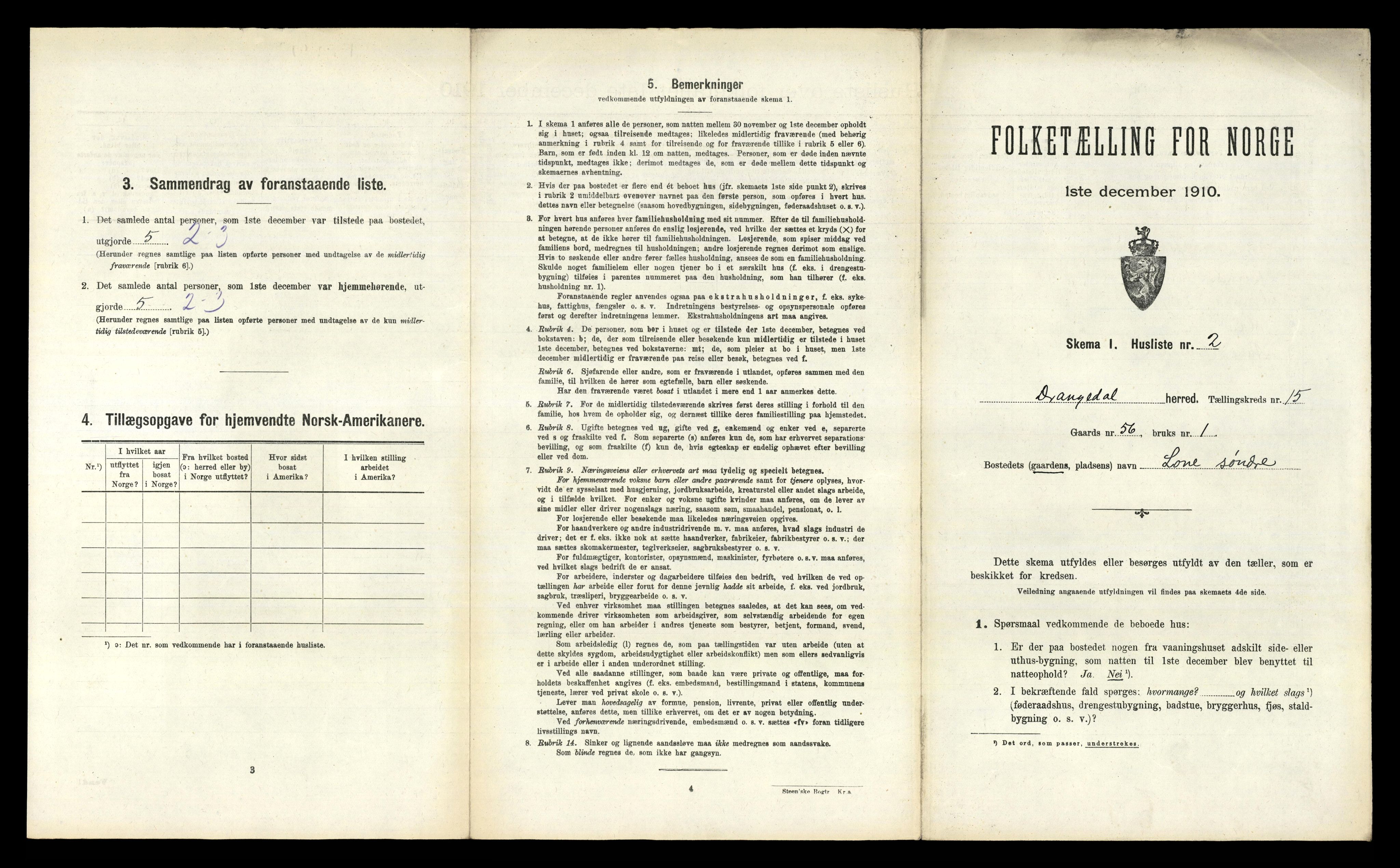 RA, 1910 census for Drangedal, 1910, p. 1237