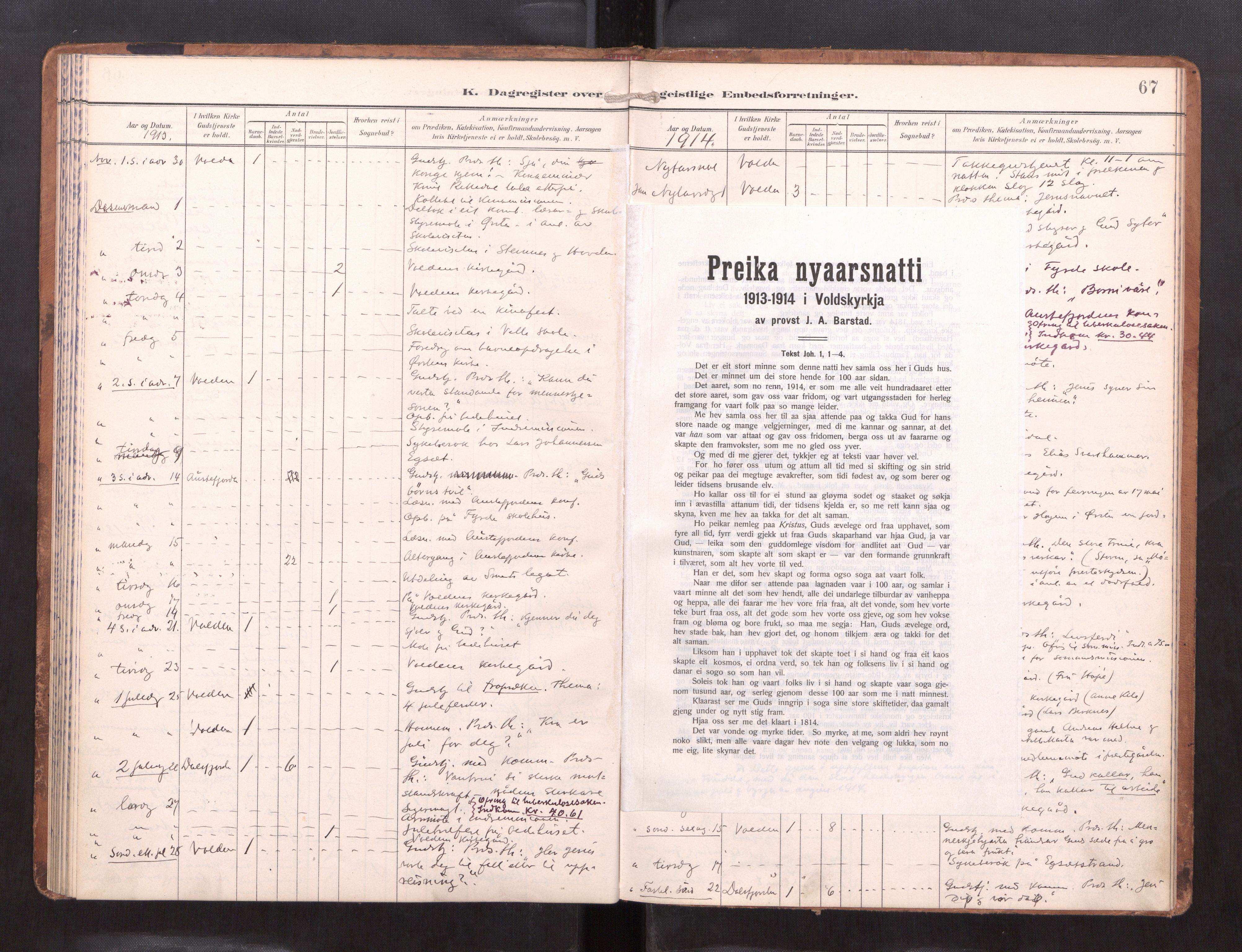 Ministerialprotokoller, klokkerbøker og fødselsregistre - Møre og Romsdal, SAT/A-1454/511/L0146: Diary records no. 511---, 1896-1919, p. 67
