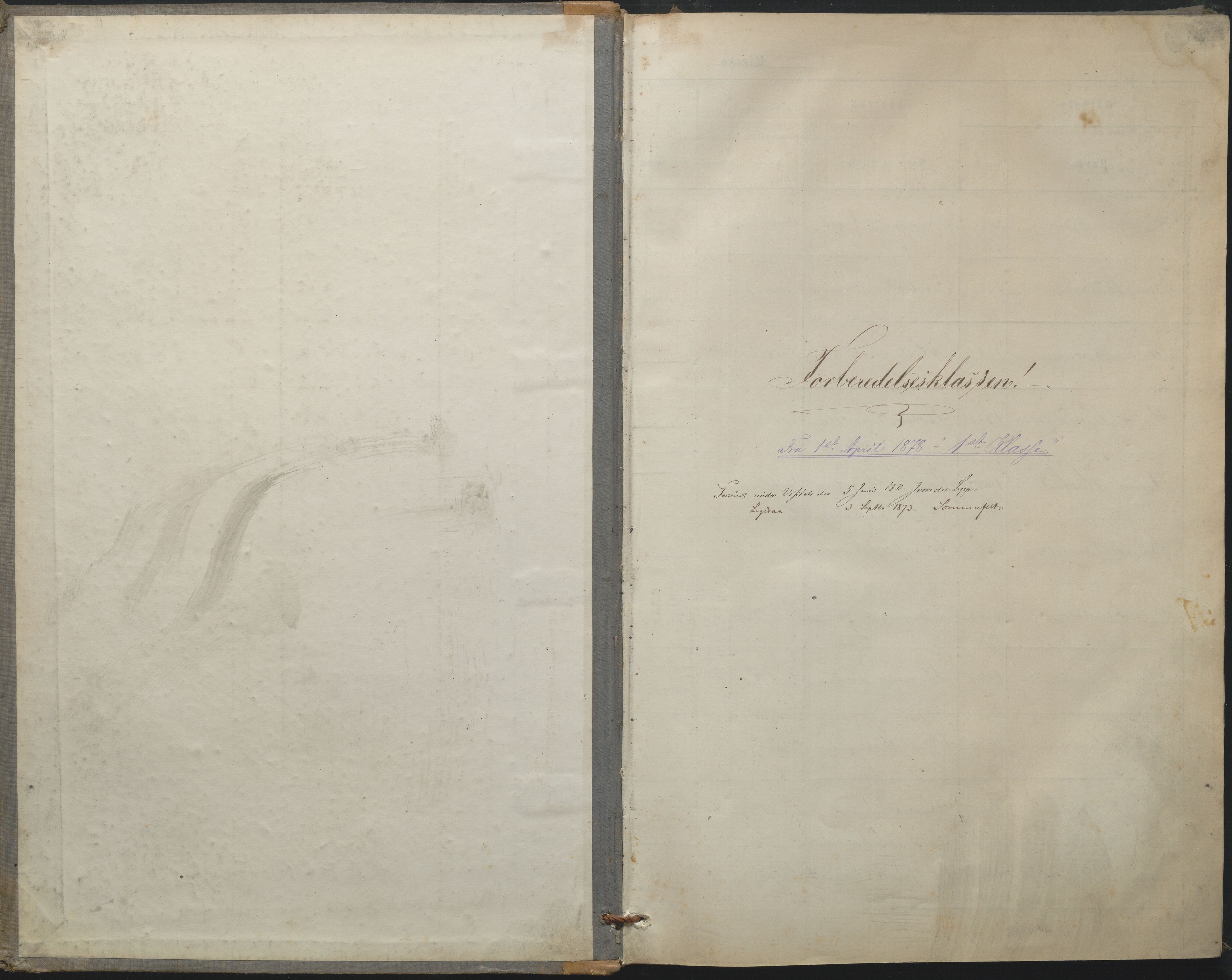 Arendal kommune, Katalog I, AAKS/KA0906-PK-I/07/L0052: Hovedbog forberedelsesklassen og 1. klasse, 1870-1882