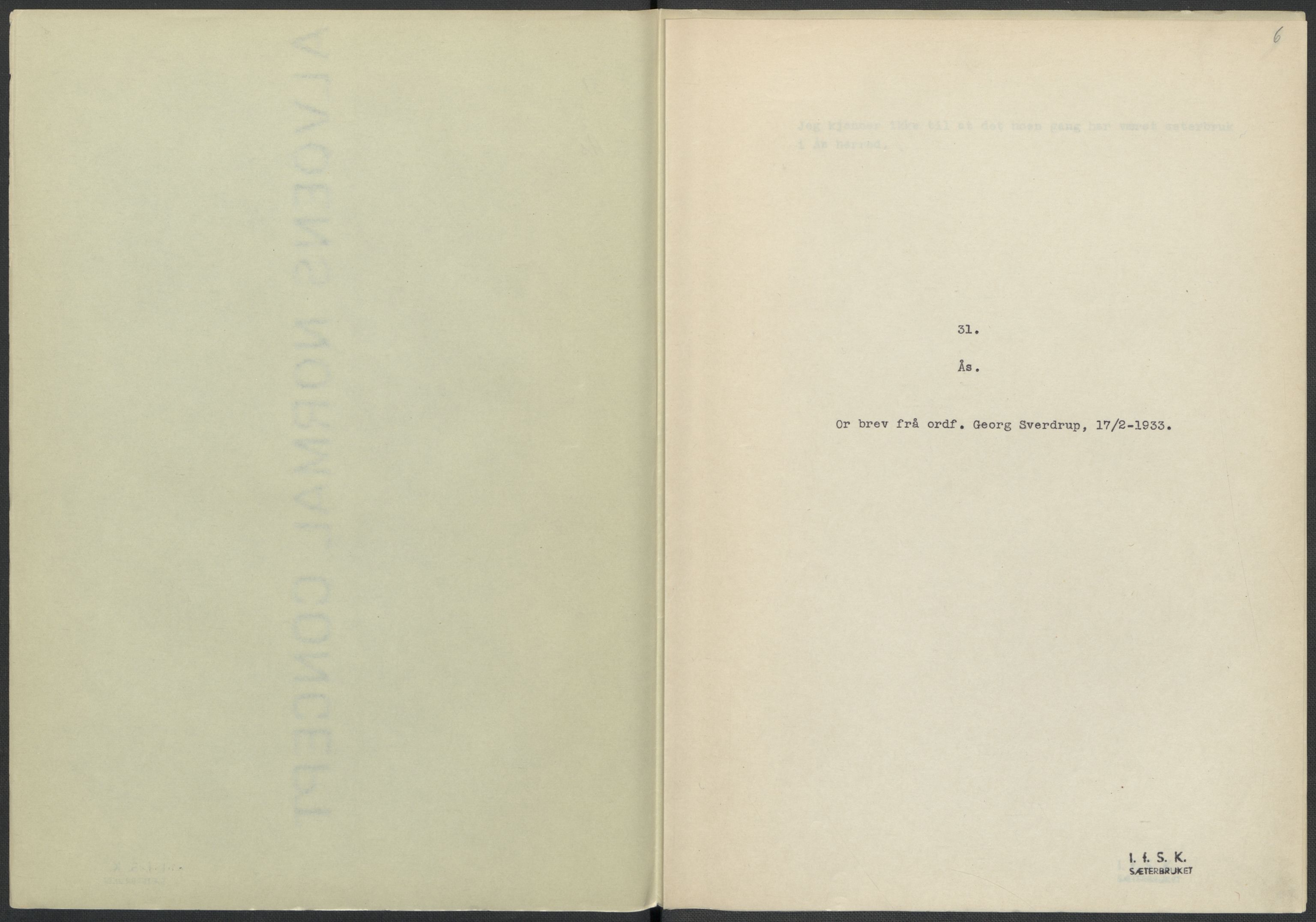 Instituttet for sammenlignende kulturforskning, AV/RA-PA-0424/F/Fc/L0002/0002: Eske B2: / Akershus (perm II), 1932-1936, p. 6