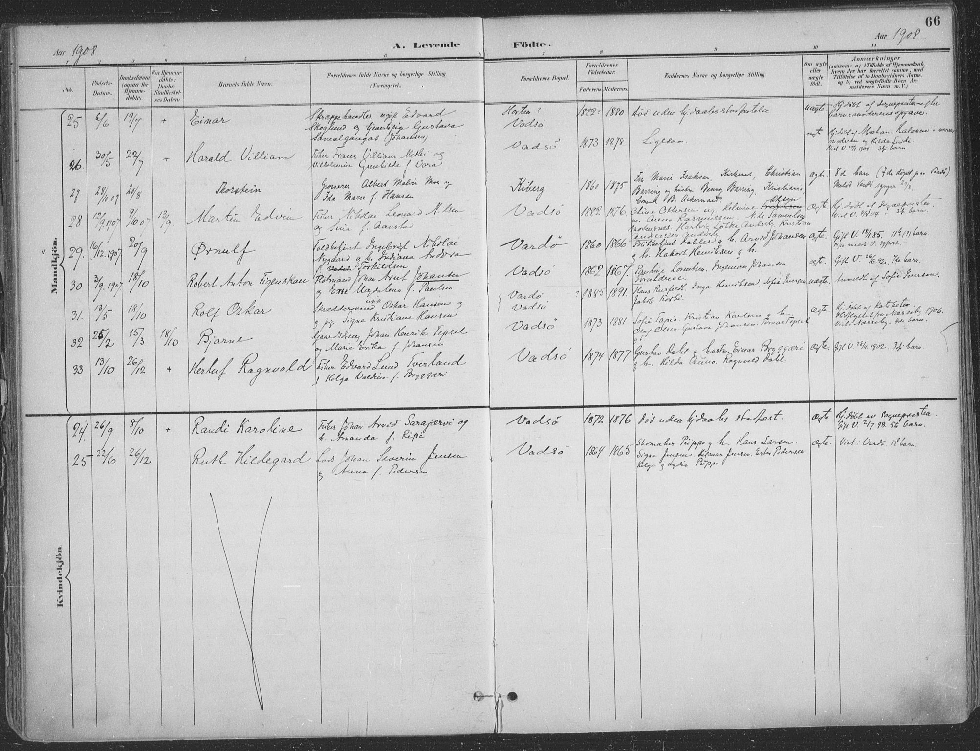 Vadsø sokneprestkontor, AV/SATØ-S-1325/H/Ha/L0007kirke: Parish register (official) no. 7, 1896-1916, p. 66