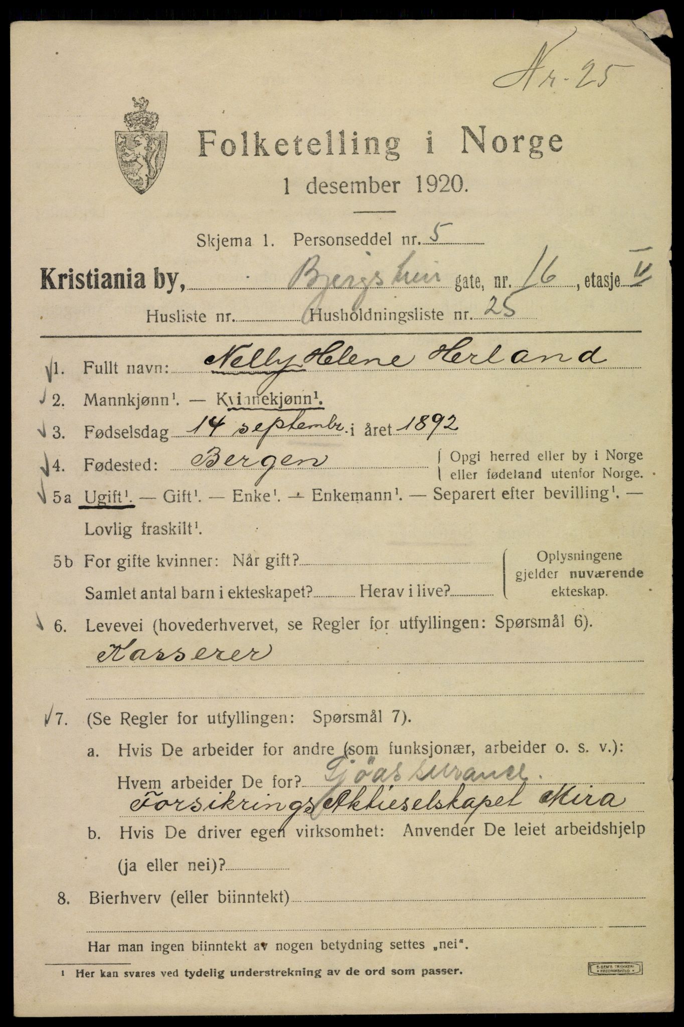 SAO, 1920 census for Kristiania, 1920, p. 158651