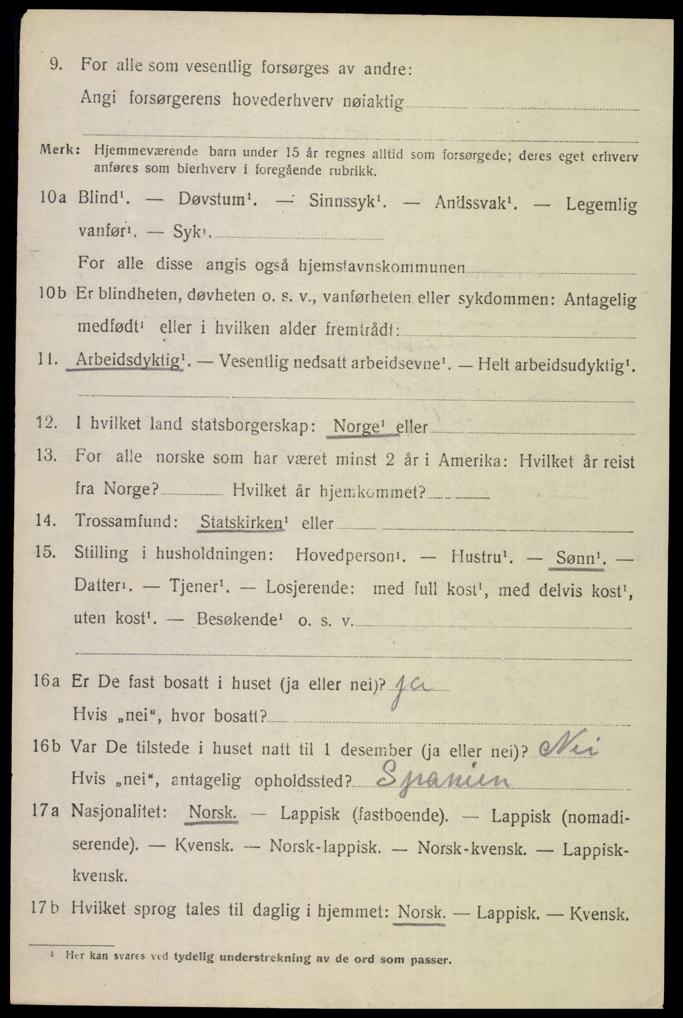 SAT, 1920 census for Evenes, 1920, p. 7041