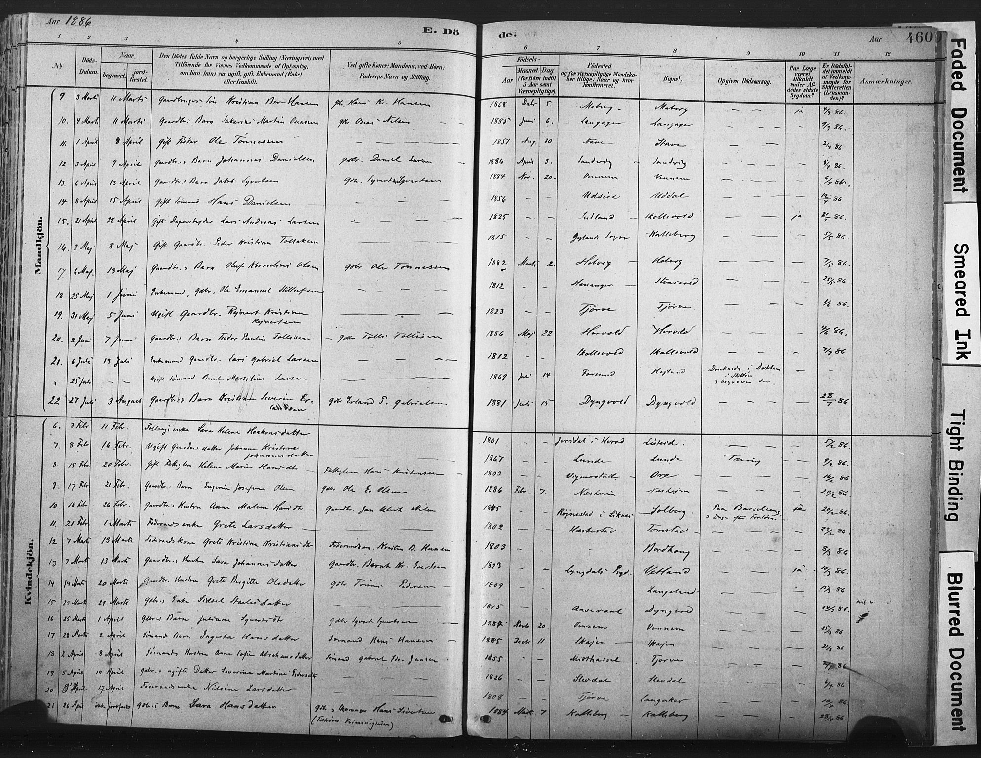 Lista sokneprestkontor, AV/SAK-1111-0027/F/Fa/L0012: Parish register (official) no. A 12, 1879-1903, p. 460