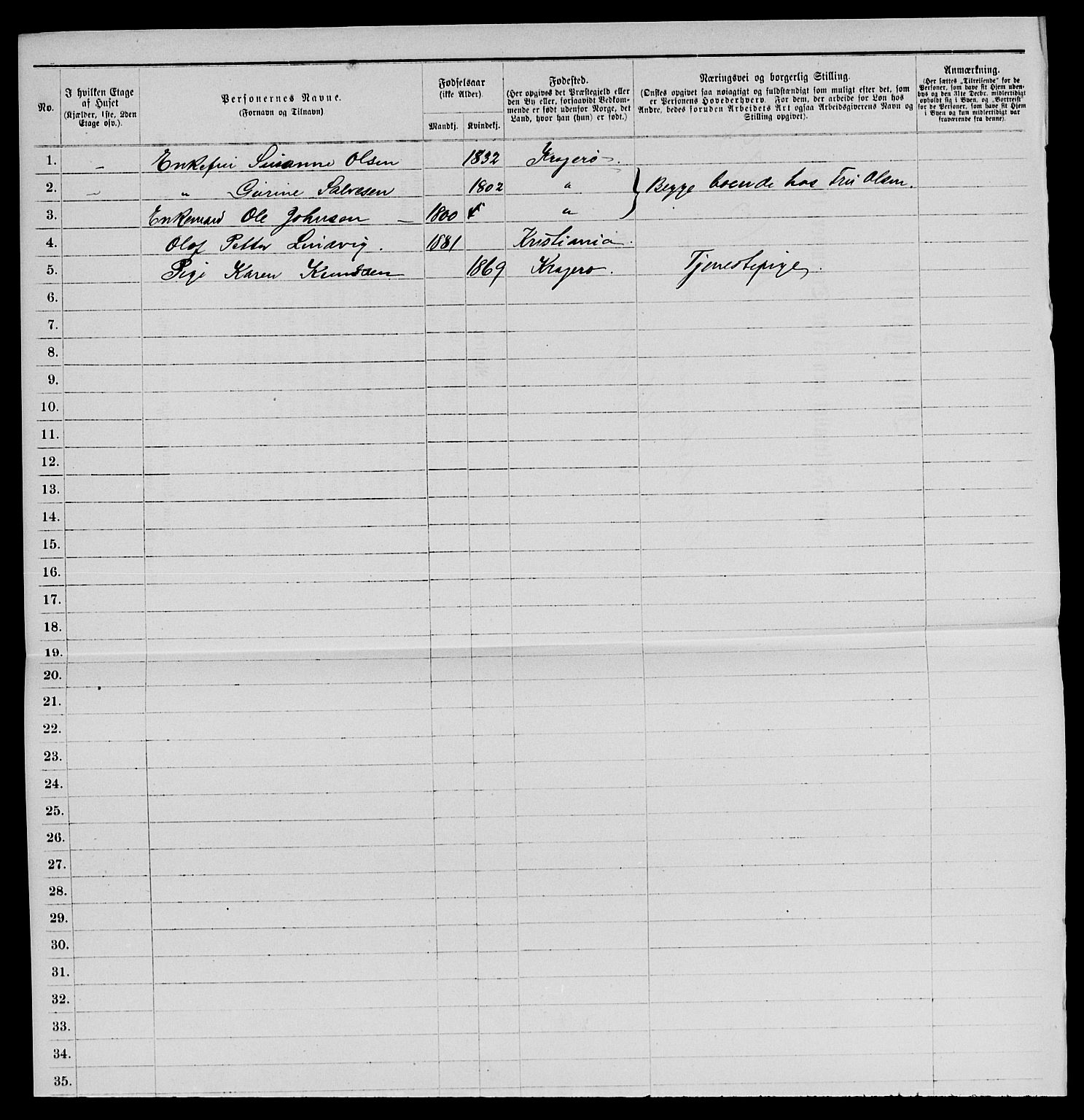 SAKO, 1885 census for 0801 Kragerø, 1885, p. 388