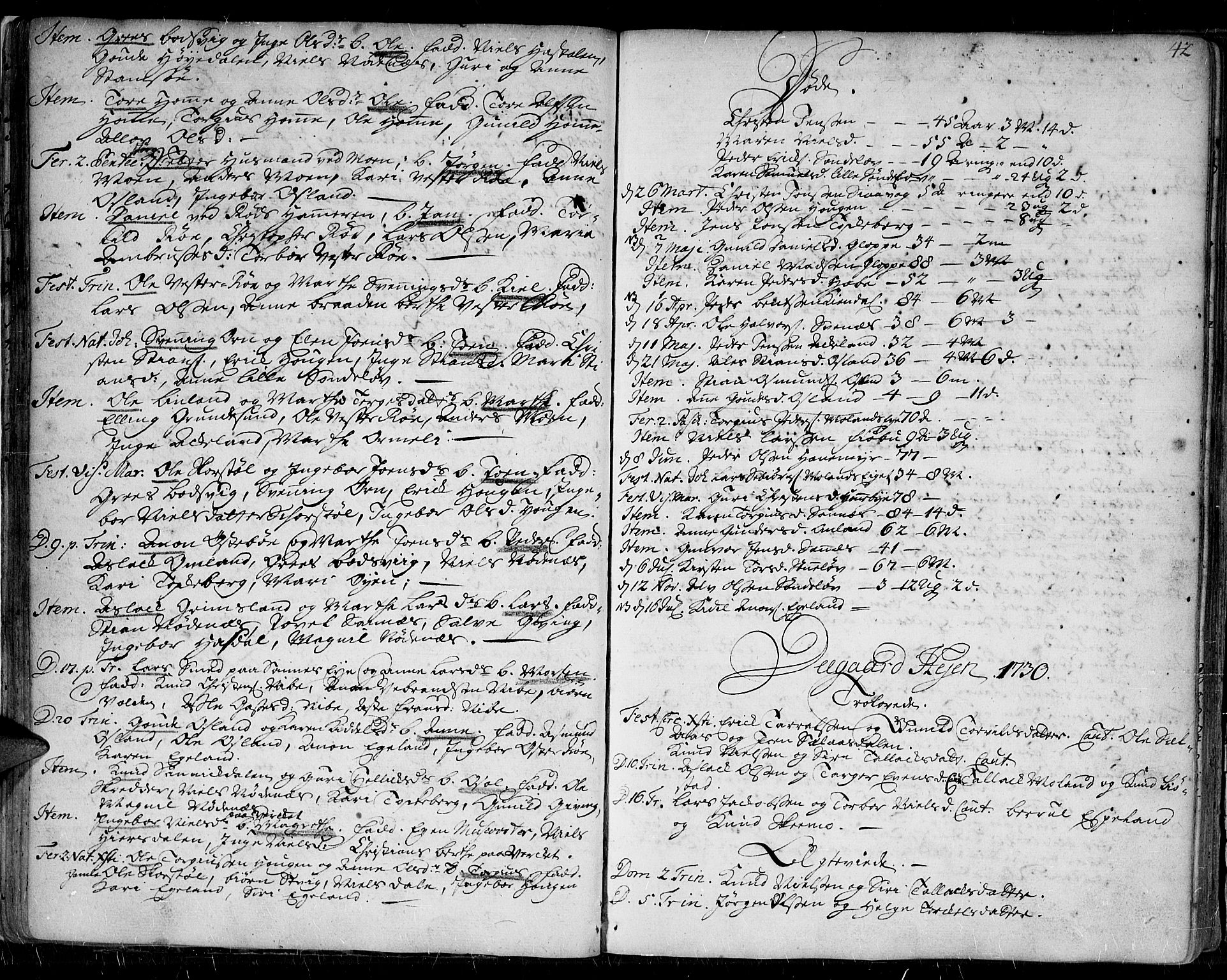 Gjerstad sokneprestkontor, SAK/1111-0014/F/Fa/Faa/L0002: Parish register (official) no. A 2, 1717-1779, p. 42