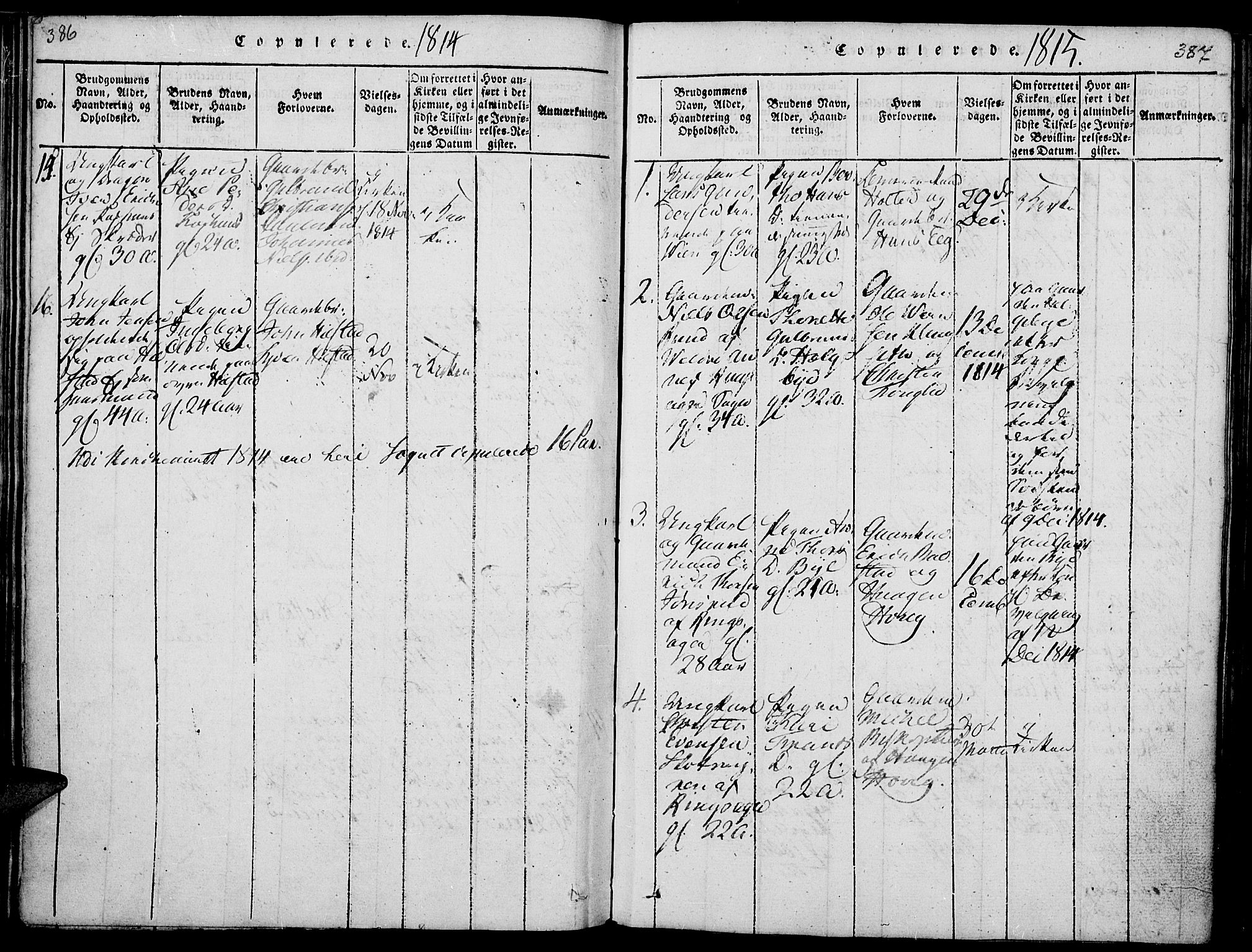 Nes prestekontor, Hedmark, SAH/PREST-020/K/Ka/L0002: Parish register (official) no. 2, 1813-1827, p. 386-387