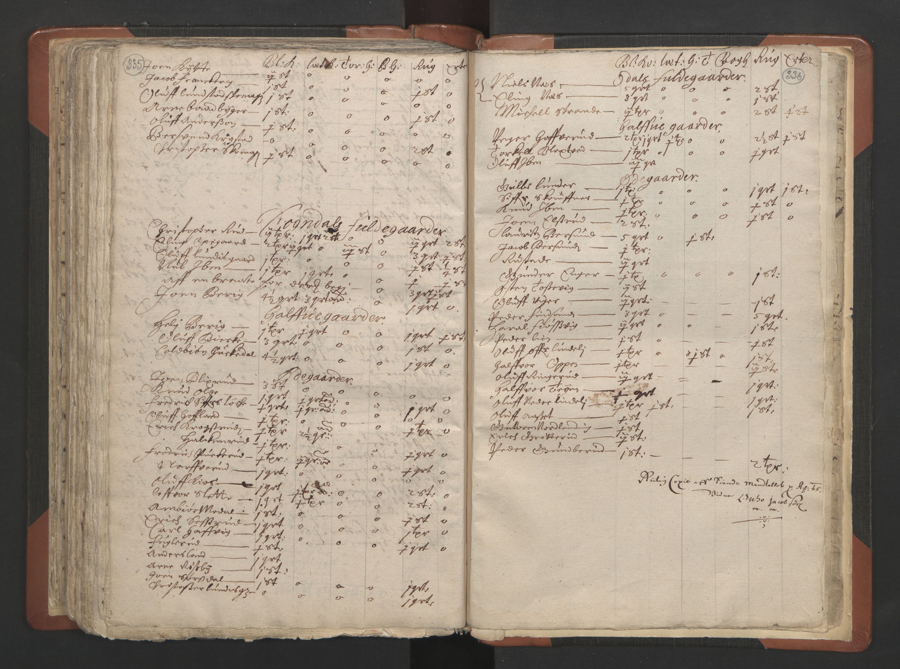 RA, Vicar's Census 1664-1666, no. 7: Hadeland deanery, 1664-1666, p. 335-336
