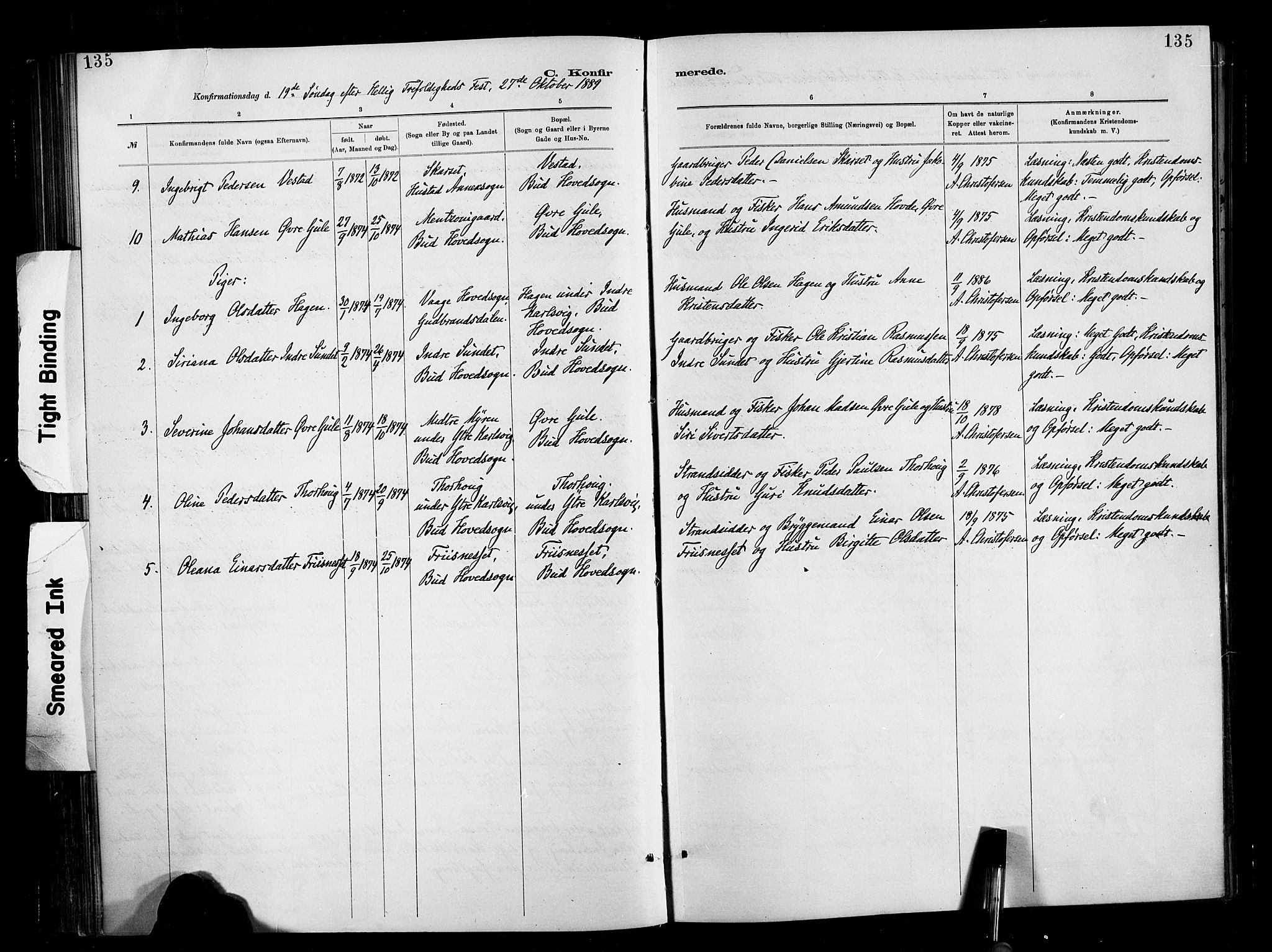 Ministerialprotokoller, klokkerbøker og fødselsregistre - Møre og Romsdal, AV/SAT-A-1454/566/L0769: Parish register (official) no. 566A08, 1881-1903, p. 135