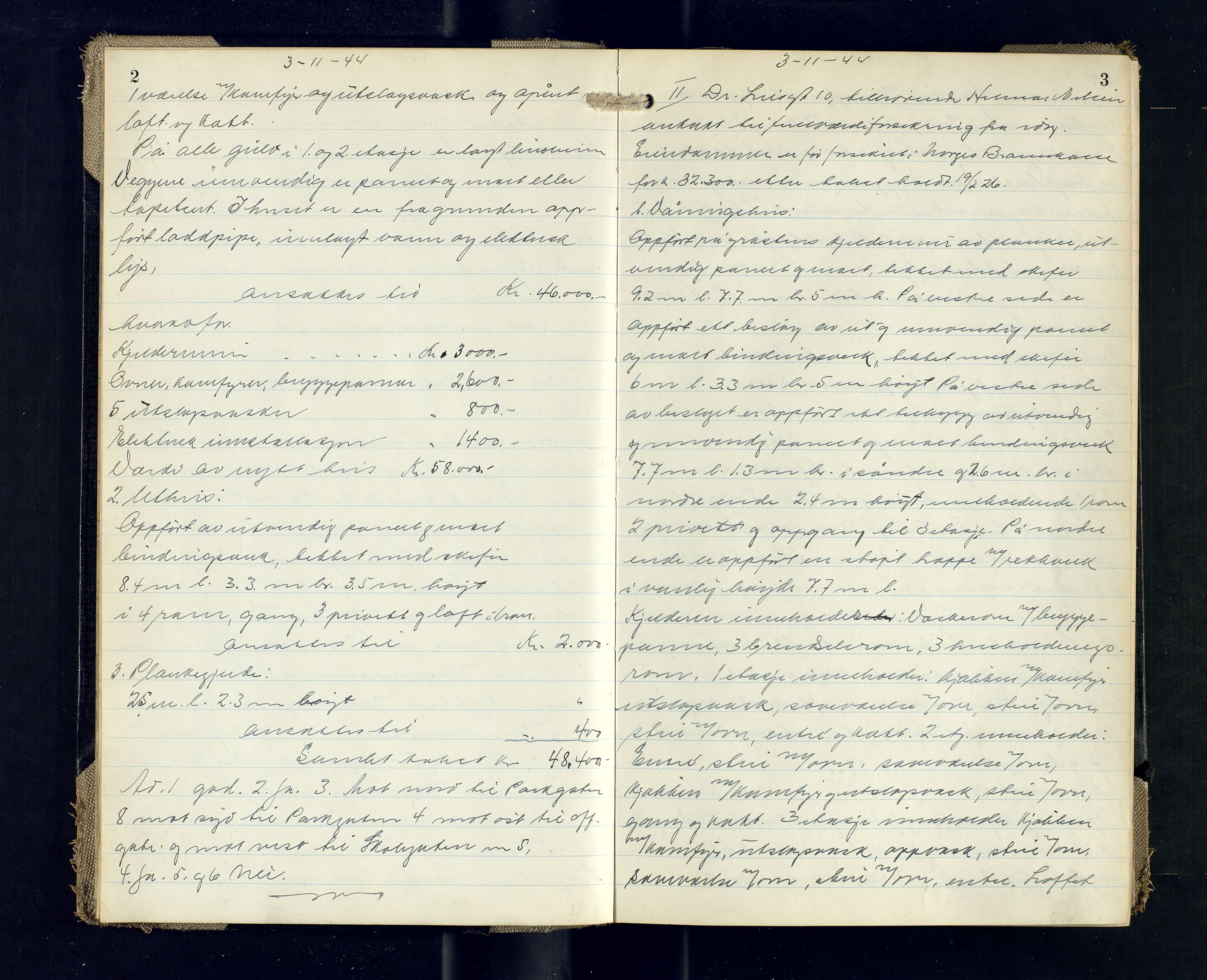 Tromsø byfogd/byrett, AV/SATØ-SATØ-0063/1/Oc/Ocb/Ocba/L0014: Branntakstprotokoll, 1944-1948, p. 2-3