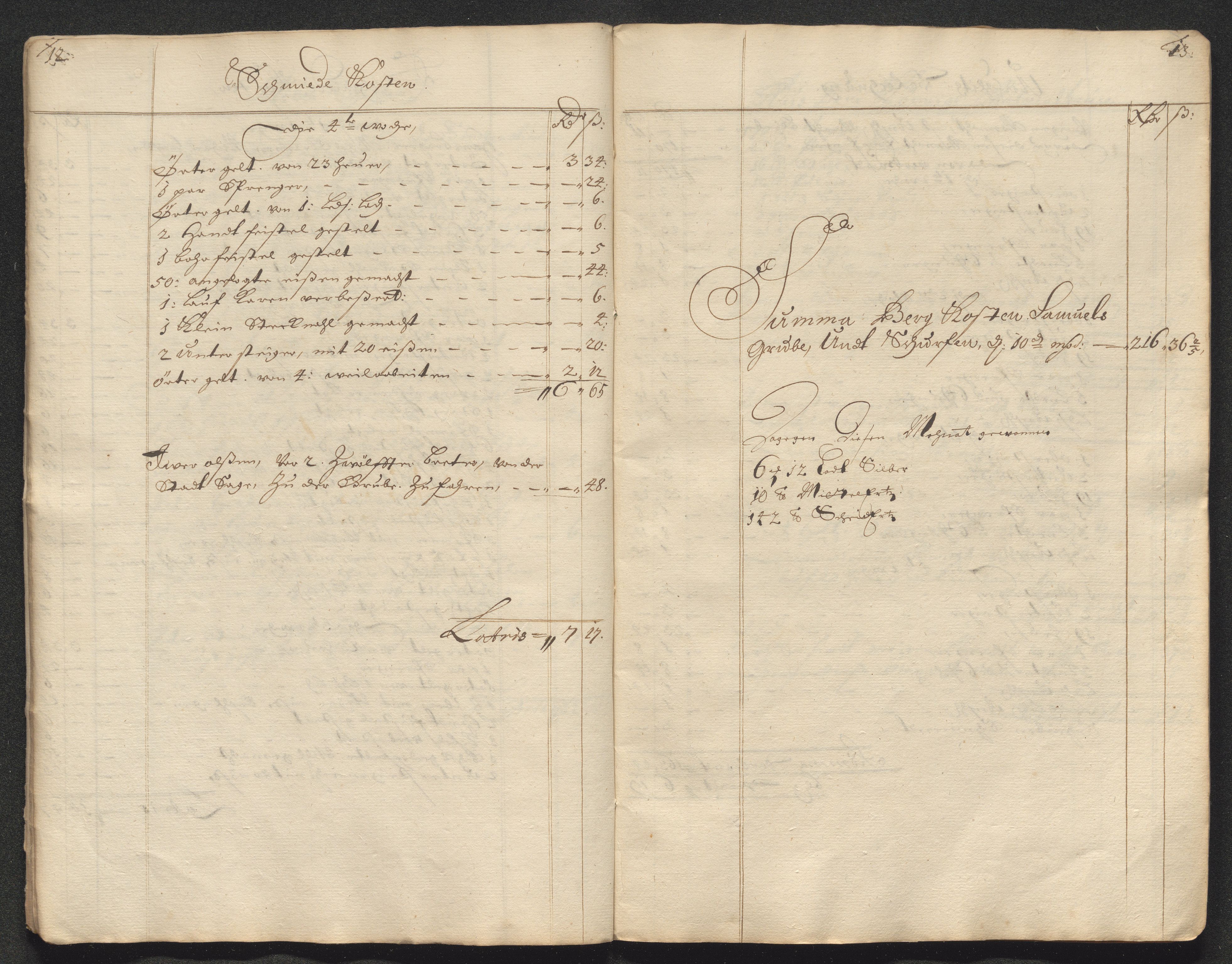 Kongsberg Sølvverk 1623-1816, AV/SAKO-EA-3135/001/D/Dc/Dcd/L0067: Utgiftsregnskap for gruver m.m. , 1694, p. 428