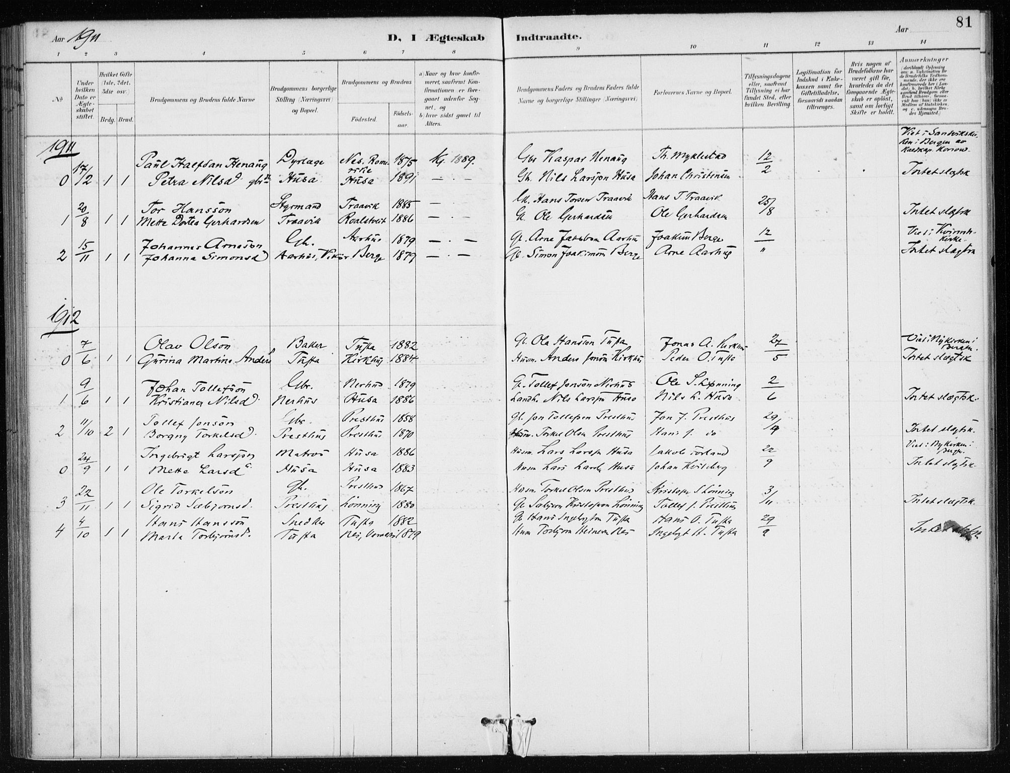 Kvinnherad sokneprestembete, AV/SAB-A-76401/H/Haa: Parish register (official) no. E 1, 1887-1912, p. 81