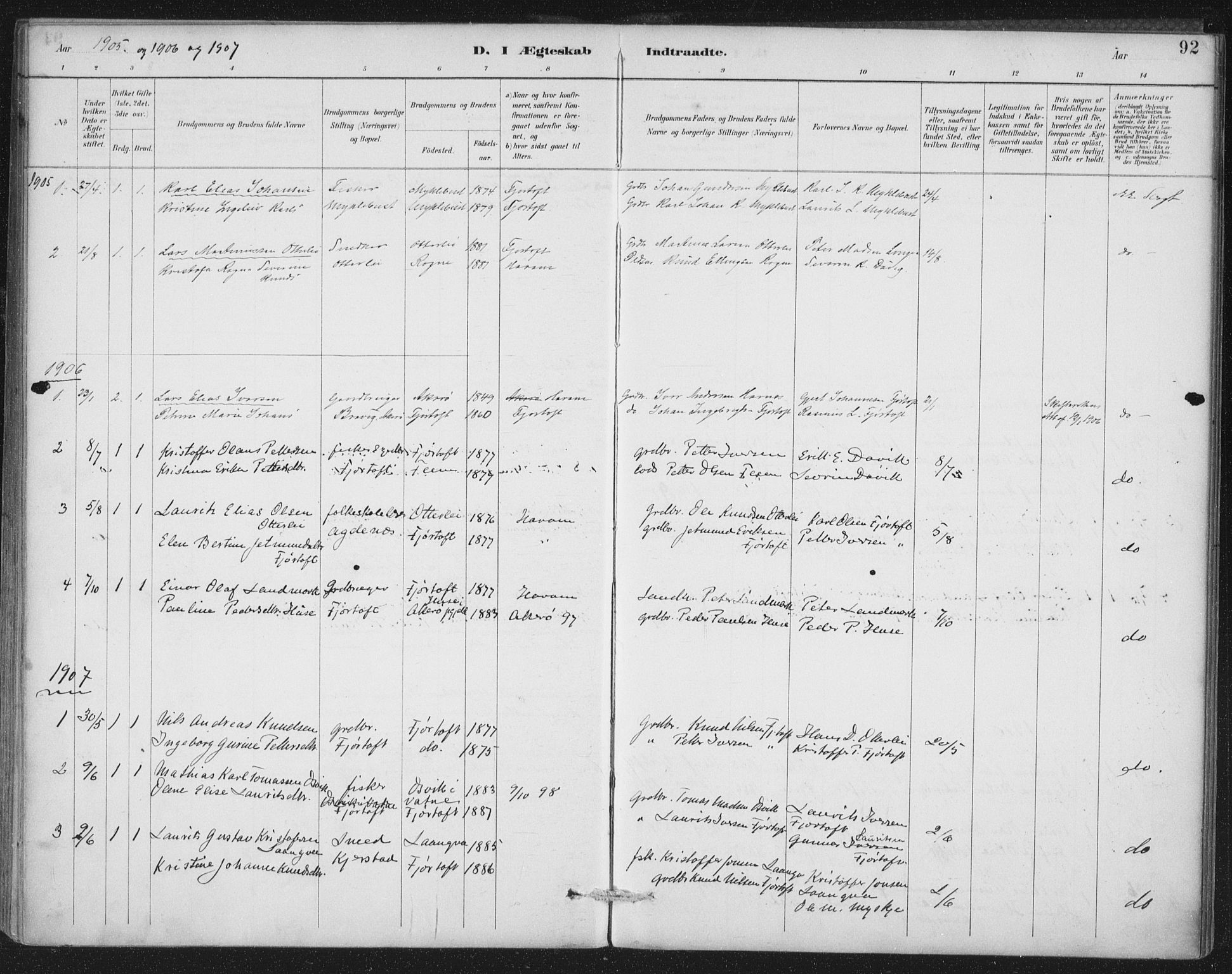 Ministerialprotokoller, klokkerbøker og fødselsregistre - Møre og Romsdal, SAT/A-1454/538/L0522: Parish register (official) no. 538A01, 1884-1913, p. 92