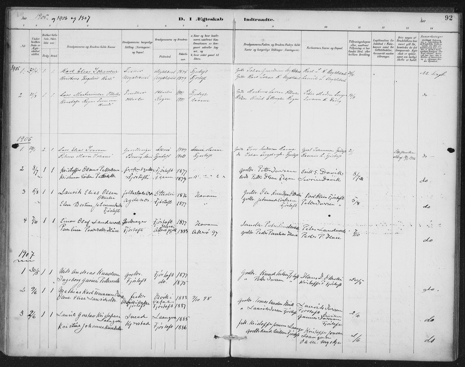 Ministerialprotokoller, klokkerbøker og fødselsregistre - Møre og Romsdal, AV/SAT-A-1454/538/L0522: Parish register (official) no. 538A01, 1884-1913, p. 92