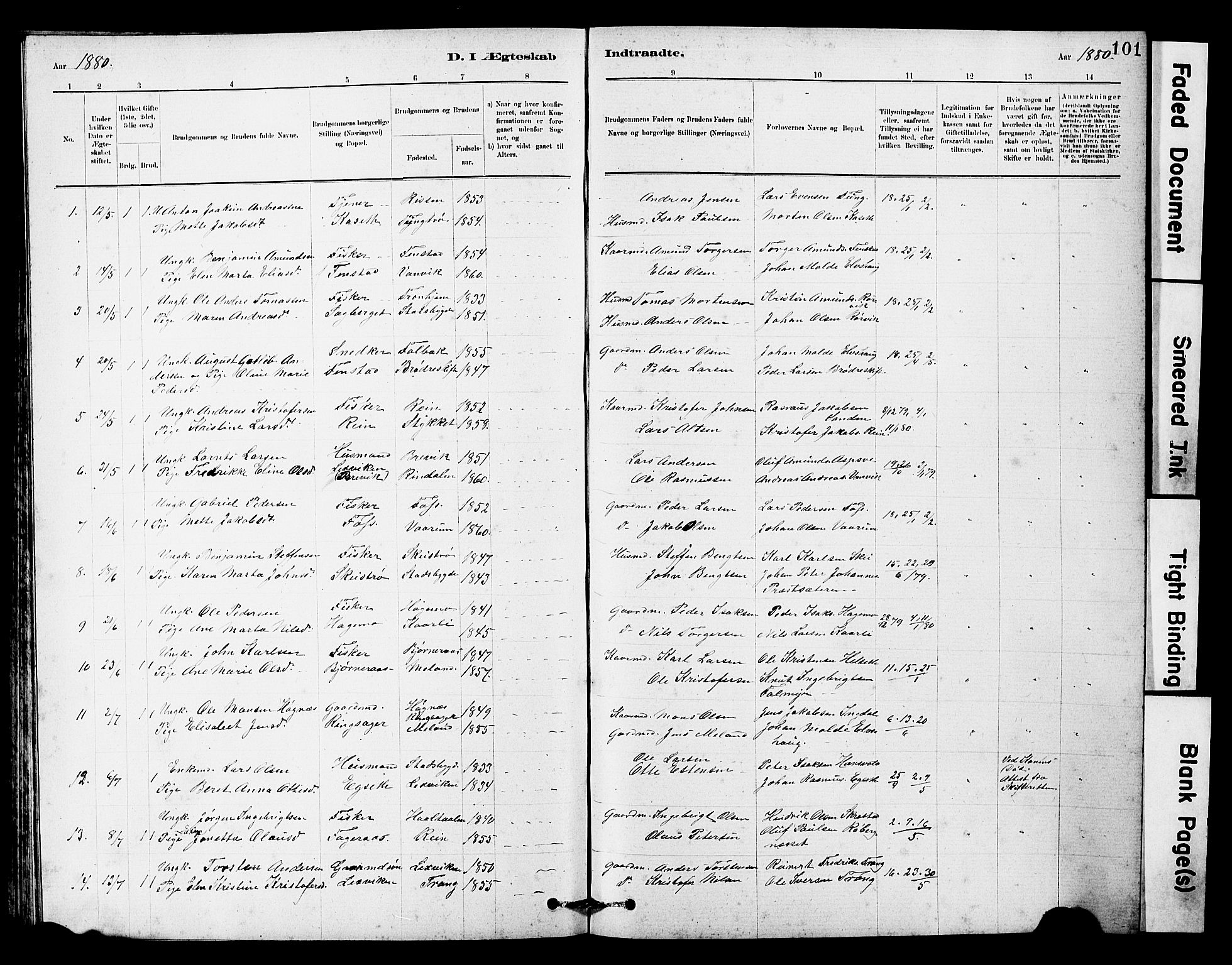 Ministerialprotokoller, klokkerbøker og fødselsregistre - Sør-Trøndelag, AV/SAT-A-1456/646/L0628: Parish register (copy) no. 646C01, 1880-1903, p. 101