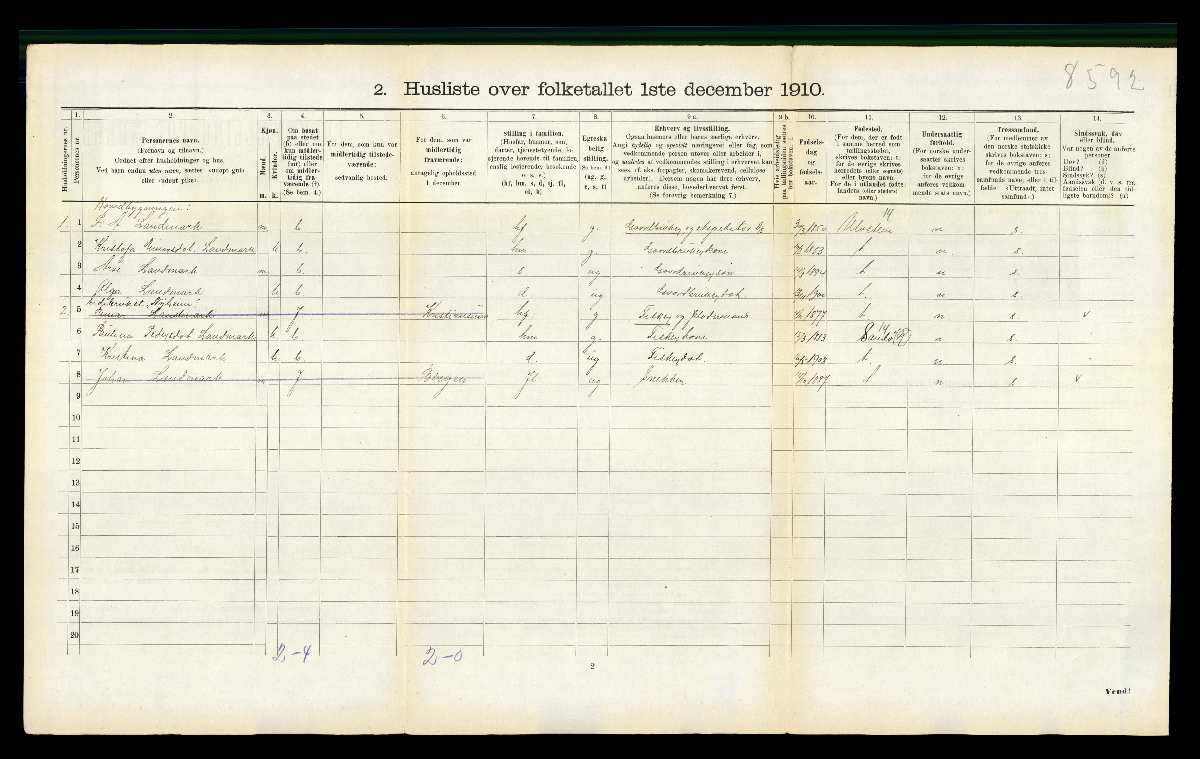 RA, 1910 census for Haram, 1910, p. 154