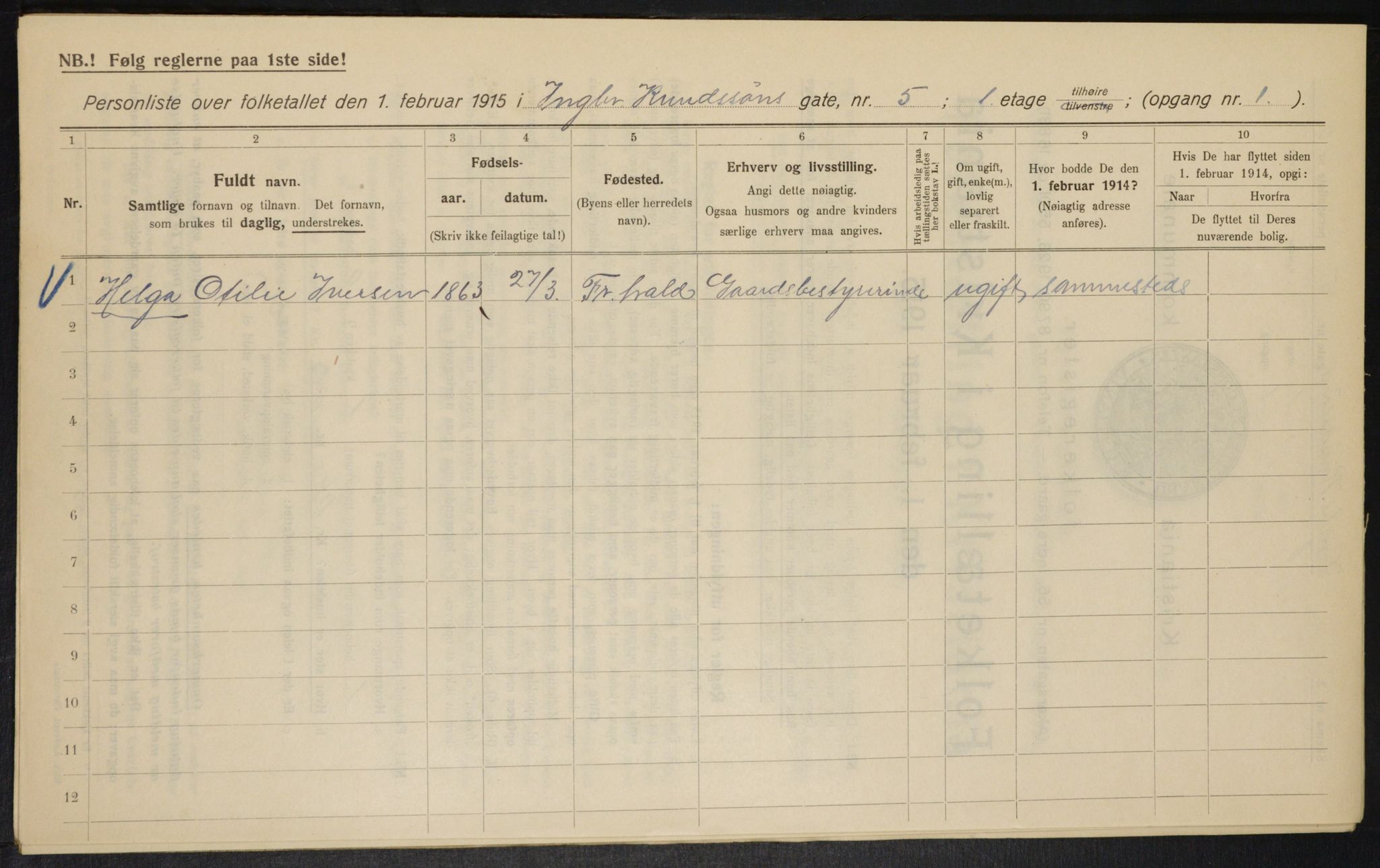 OBA, Municipal Census 1915 for Kristiania, 1915, p. 43341