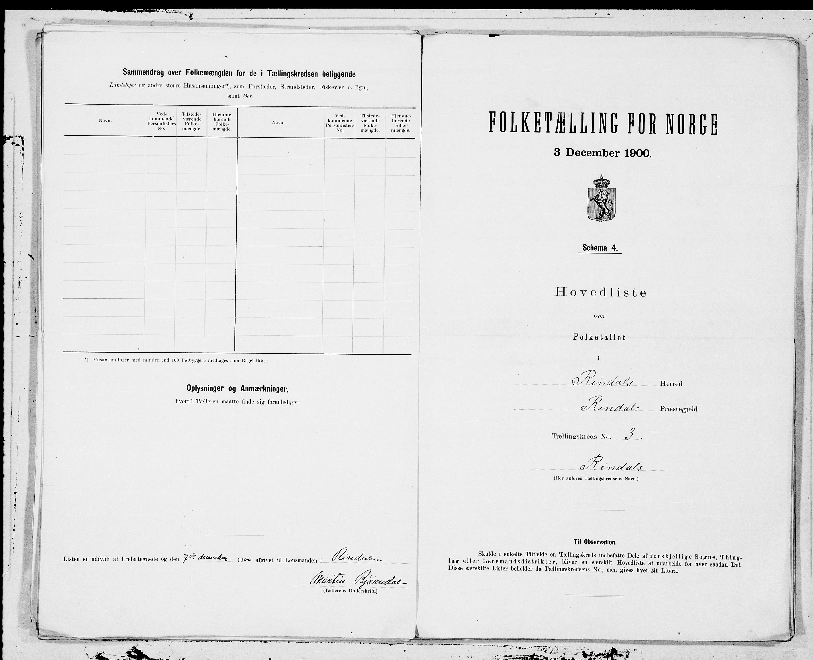 SAT, 1900 census for Rindal, 1900, p. 6