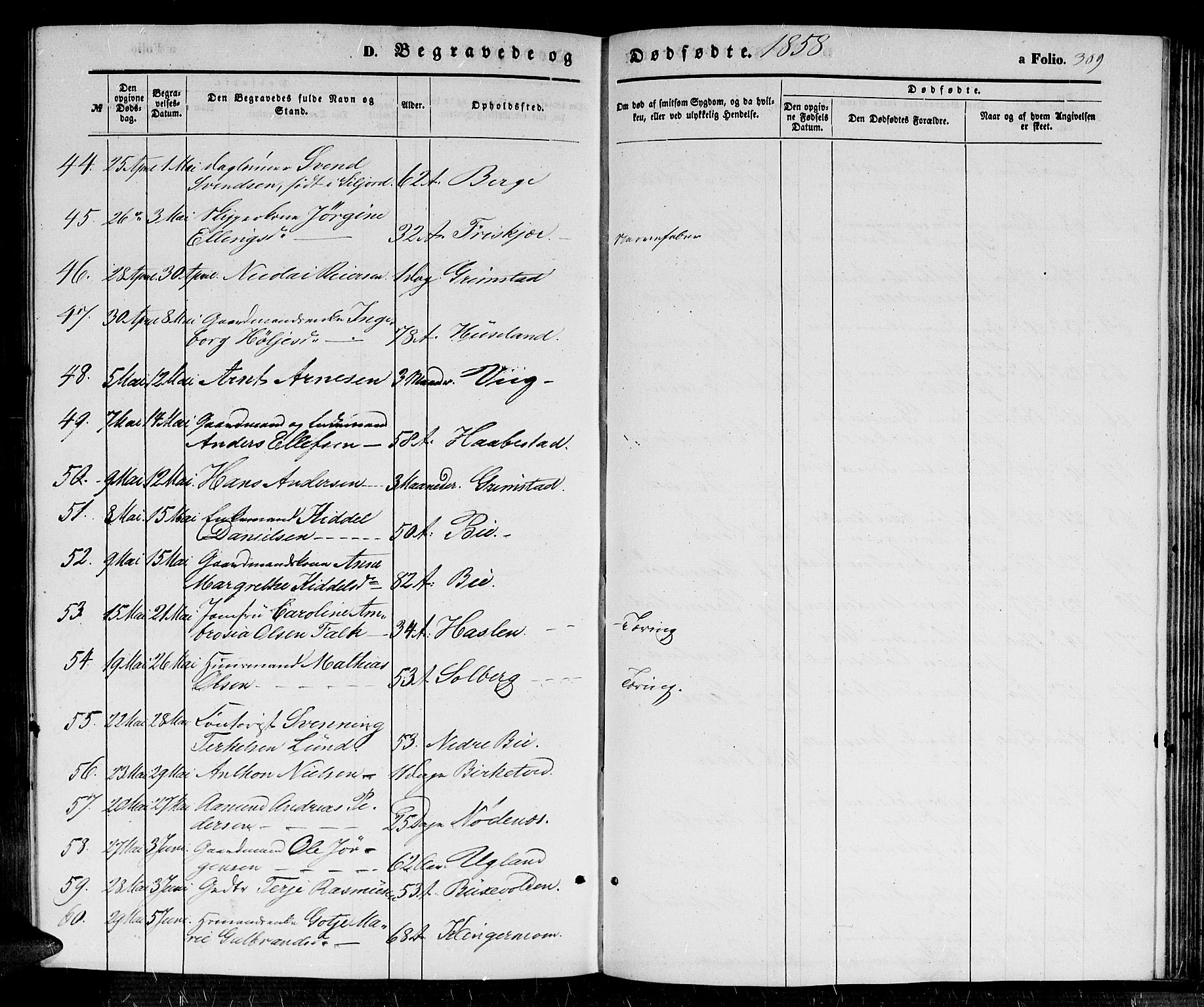 Fjære sokneprestkontor, AV/SAK-1111-0011/F/Fb/L0008: Parish register (copy) no. B 8, 1854-1867, p. 309