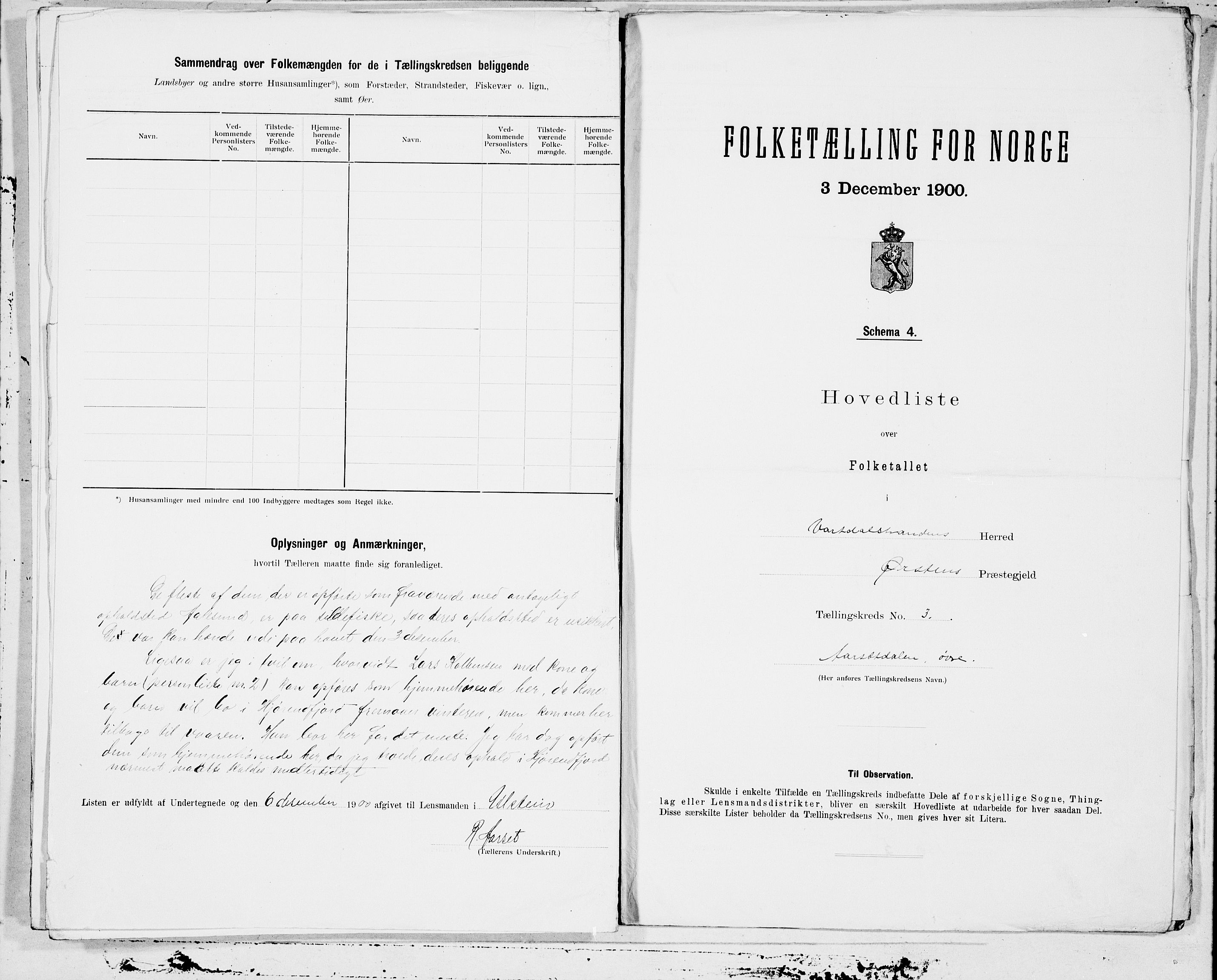 SAT, 1900 census for Vartdal, 1900, p. 6