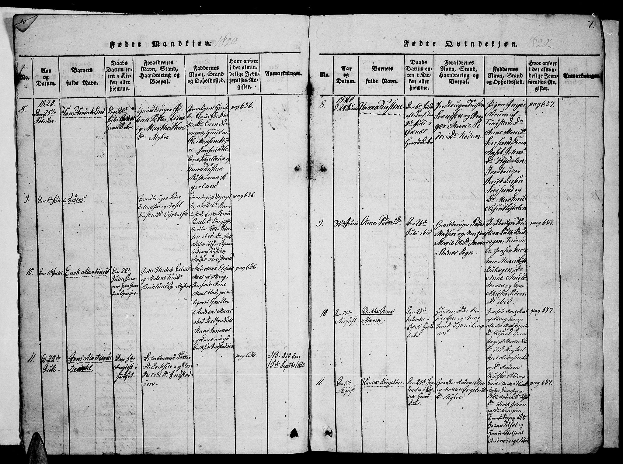 Ministerialprotokoller, klokkerbøker og fødselsregistre - Nordland, AV/SAT-A-1459/893/L1346: Parish register (copy) no. 893C01, 1820-1858, p. 6-7