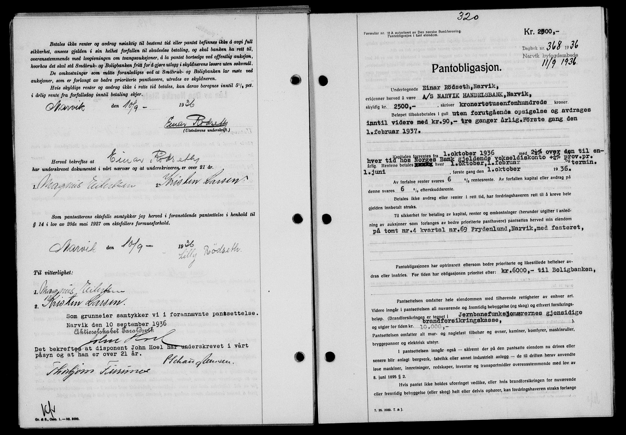 Narvik sorenskriveri, SAT/A-0002/1/2/2C/2Ca/L0011: Mortgage book no. 14, 1935-1937, Deed date: 11.09.1936