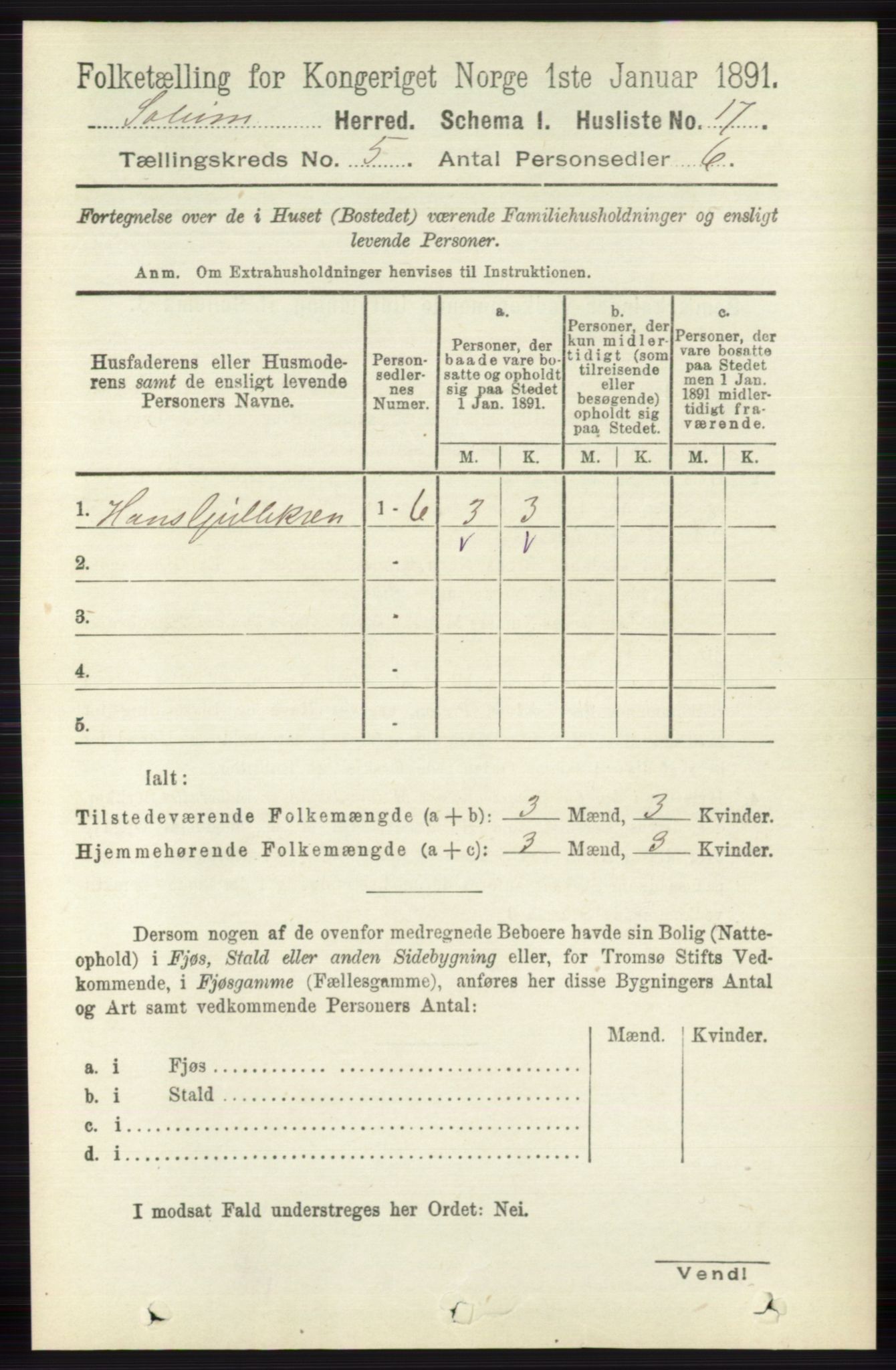 RA, 1891 census for 0818 Solum, 1891, p. 814