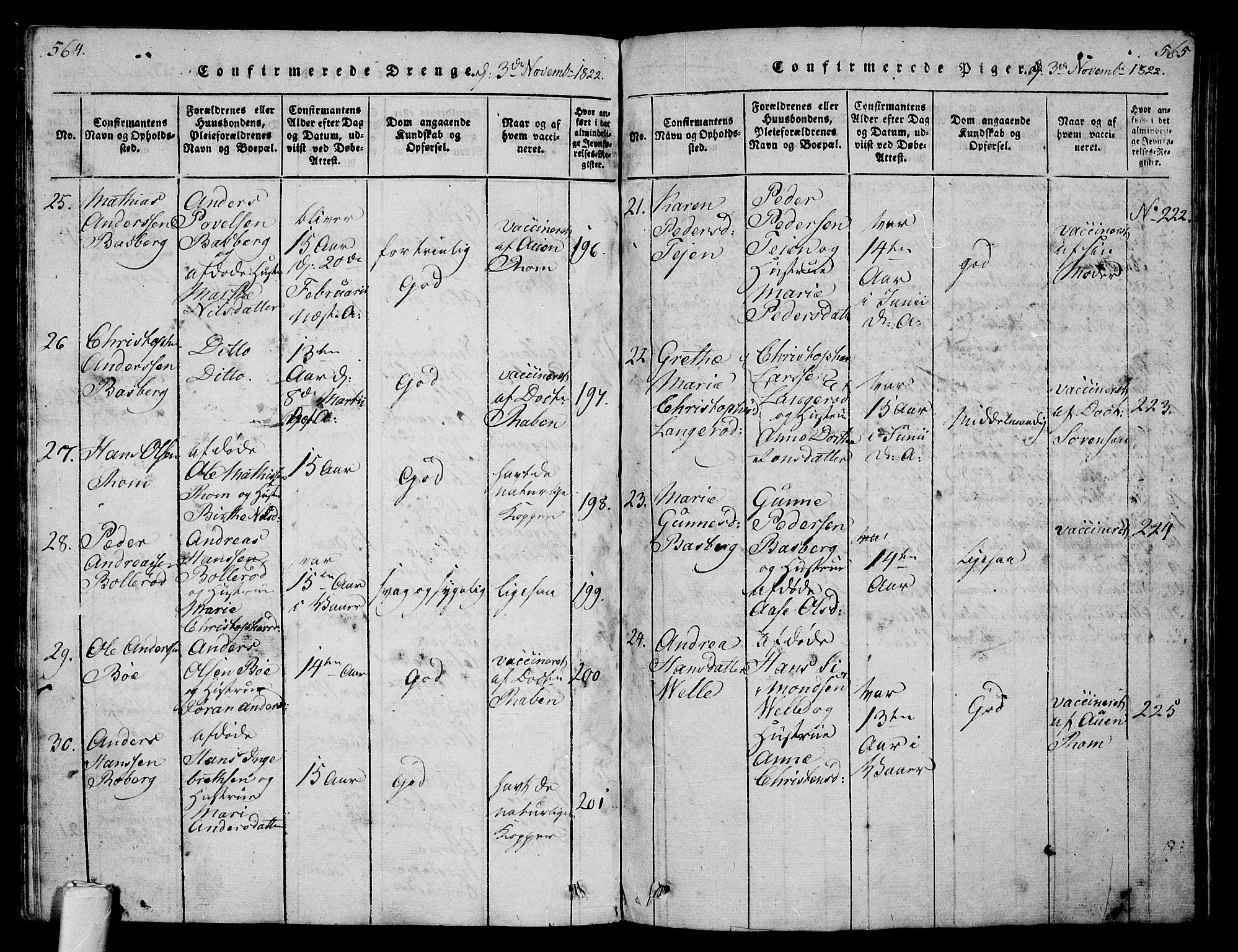 Sem kirkebøker, AV/SAKO-A-5/G/Ga/L0001: Parish register (copy) no. I 1, 1814-1825, p. 564-565