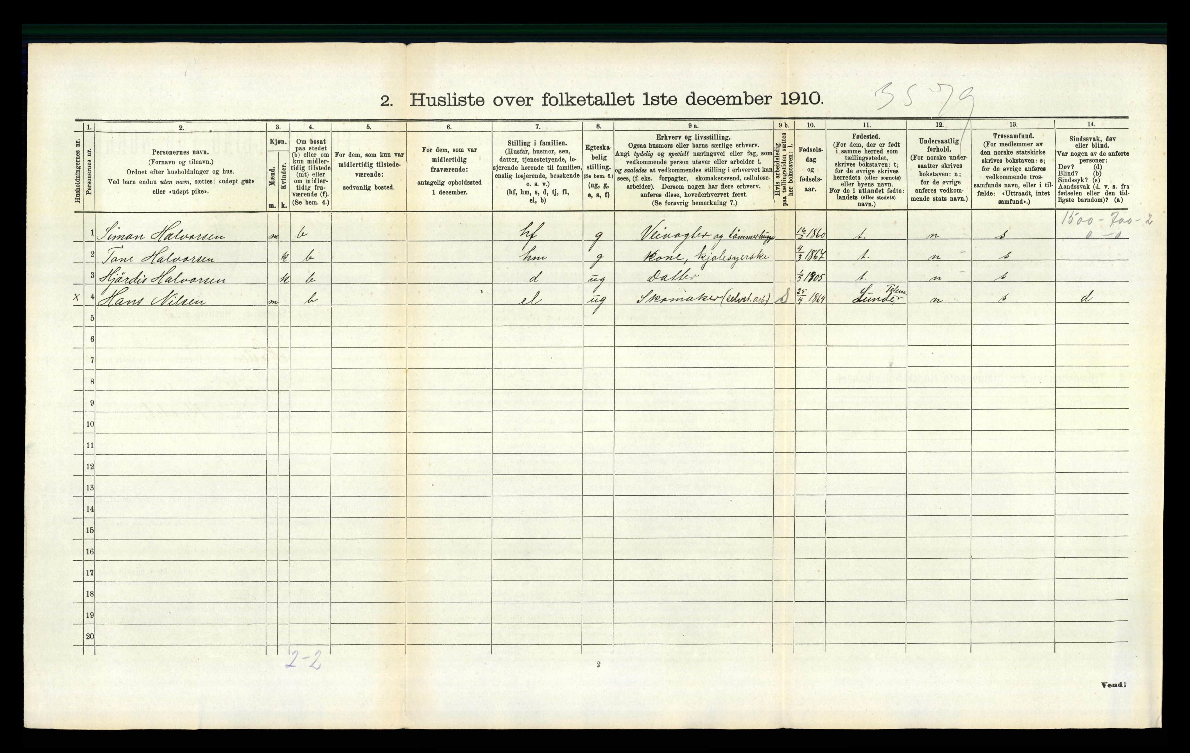 RA, 1910 census for Holla, 1910, p. 1072