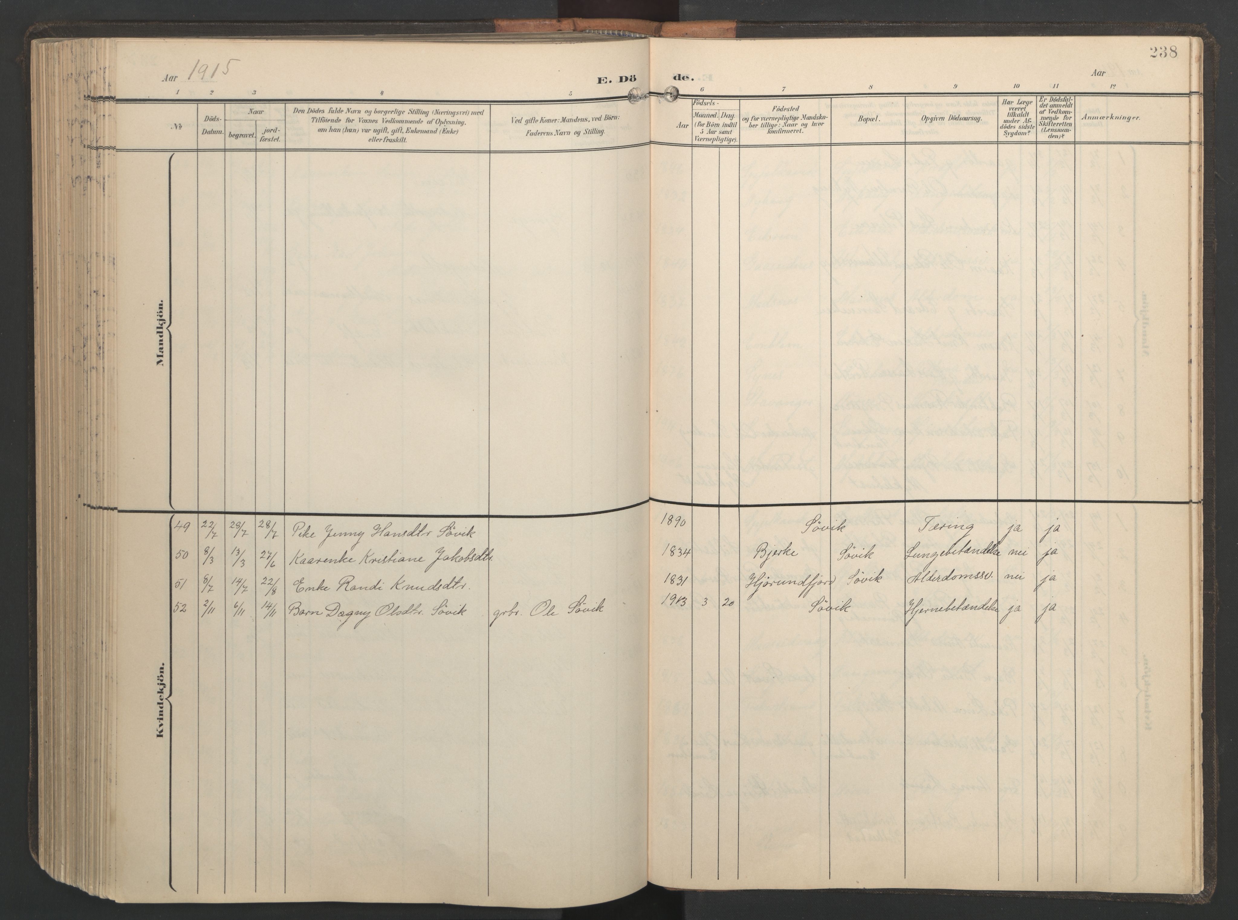 Ministerialprotokoller, klokkerbøker og fødselsregistre - Møre og Romsdal, AV/SAT-A-1454/528/L0433: Parish register (copy) no. 528C14, 1899-1922, p. 238