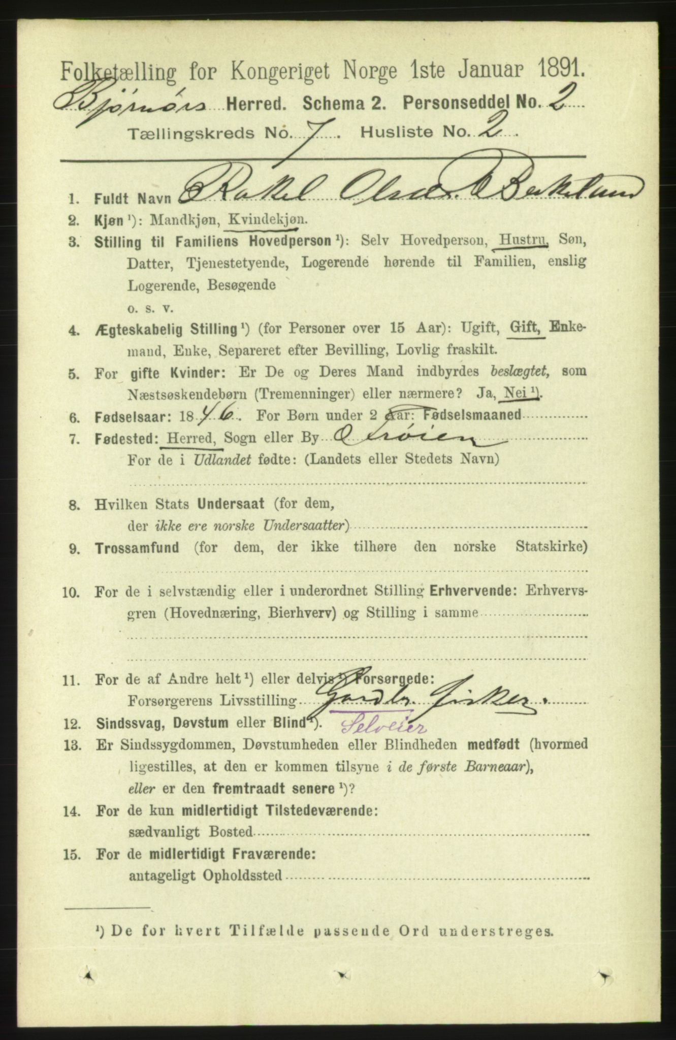 RA, 1891 census for 1632 Bjørnør, 1891, p. 2994