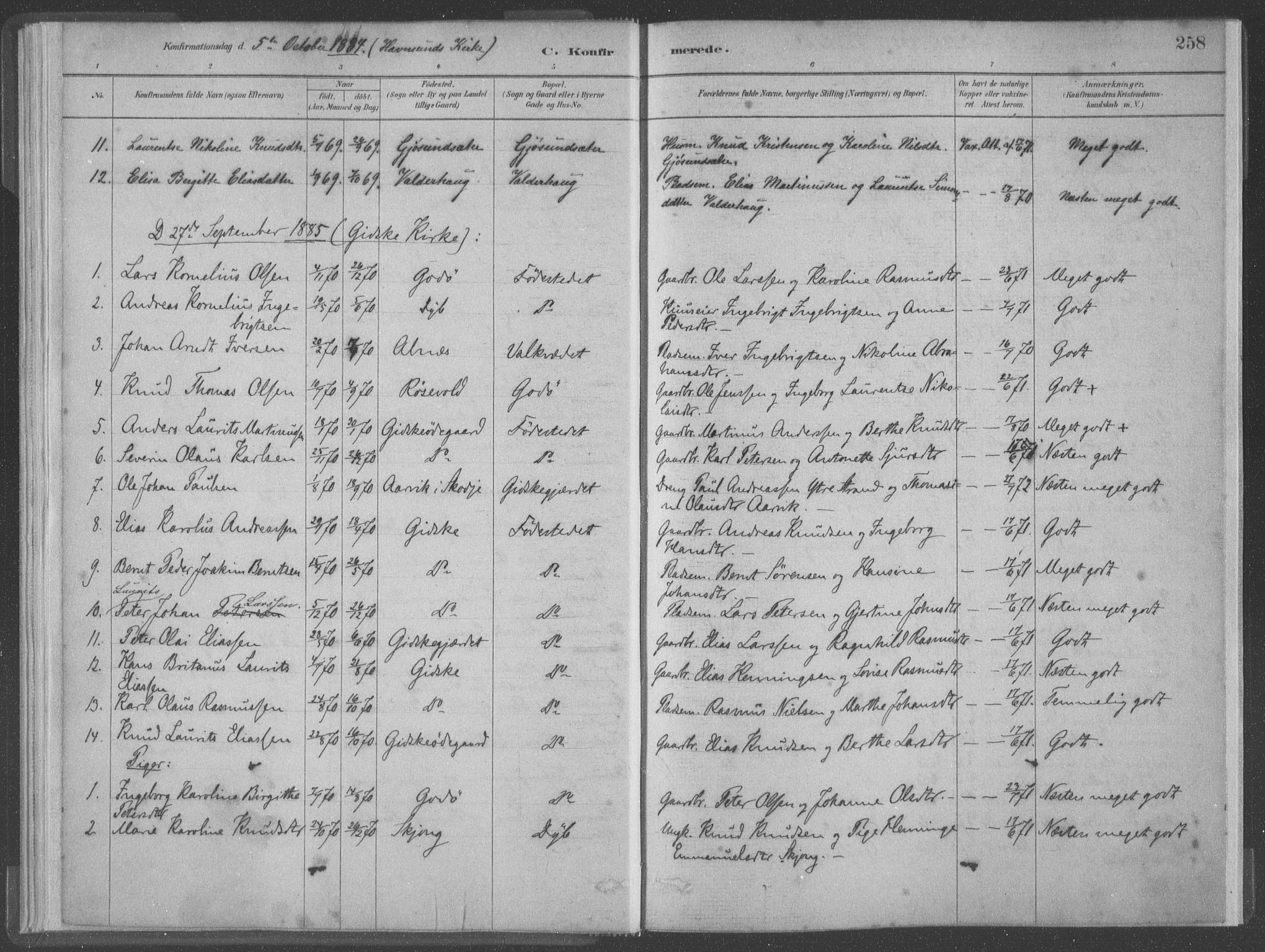 Ministerialprotokoller, klokkerbøker og fødselsregistre - Møre og Romsdal, SAT/A-1454/528/L0402: Parish register (official) no. 528A12II, 1880-1903, p. 258