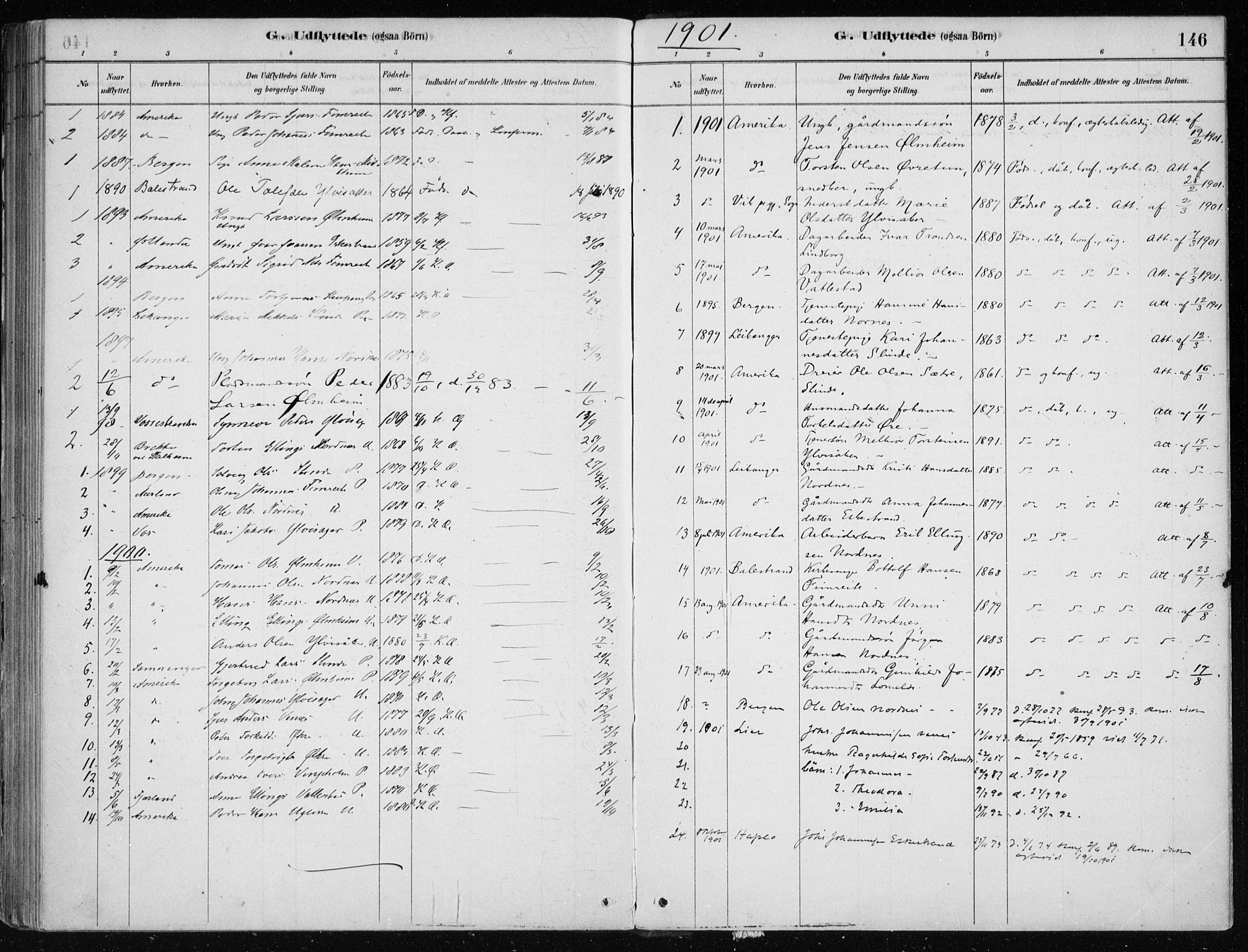 Sogndal sokneprestembete, AV/SAB-A-81301/H/Haa/Haac/L0001: Parish register (official) no. C 1, 1878-1907, p. 146