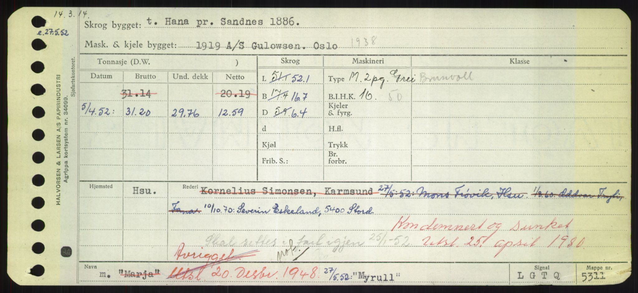 Sjøfartsdirektoratet med forløpere, Skipsmålingen, RA/S-1627/H/Hd/L0025: Fartøy, Min-Mås, p. 441