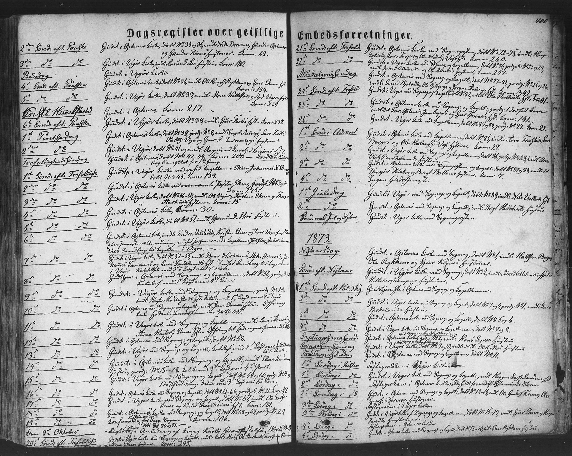 Kvam sokneprestembete, SAB/A-76201/H/Haa: Parish register (official) no. A 9, 1864-1879, p. 400